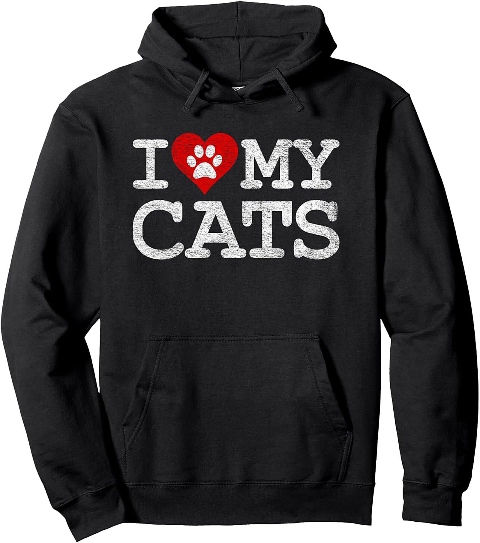 Cozy Cat Lover Pullover Hoodie I Love My Cats Paw Print