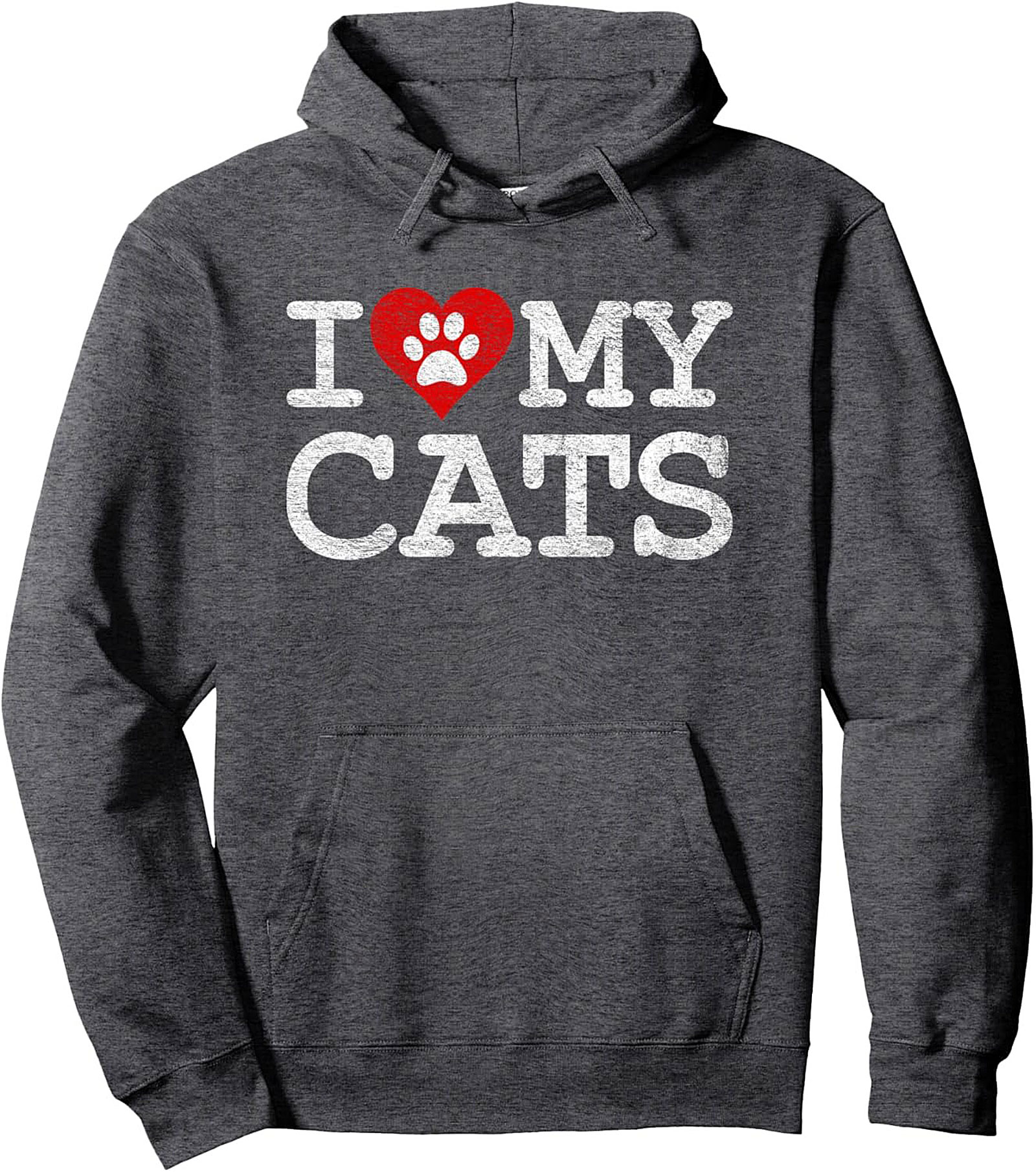 Cozy Cat Lover Pullover Hoodie I Love My Cats Paw Print