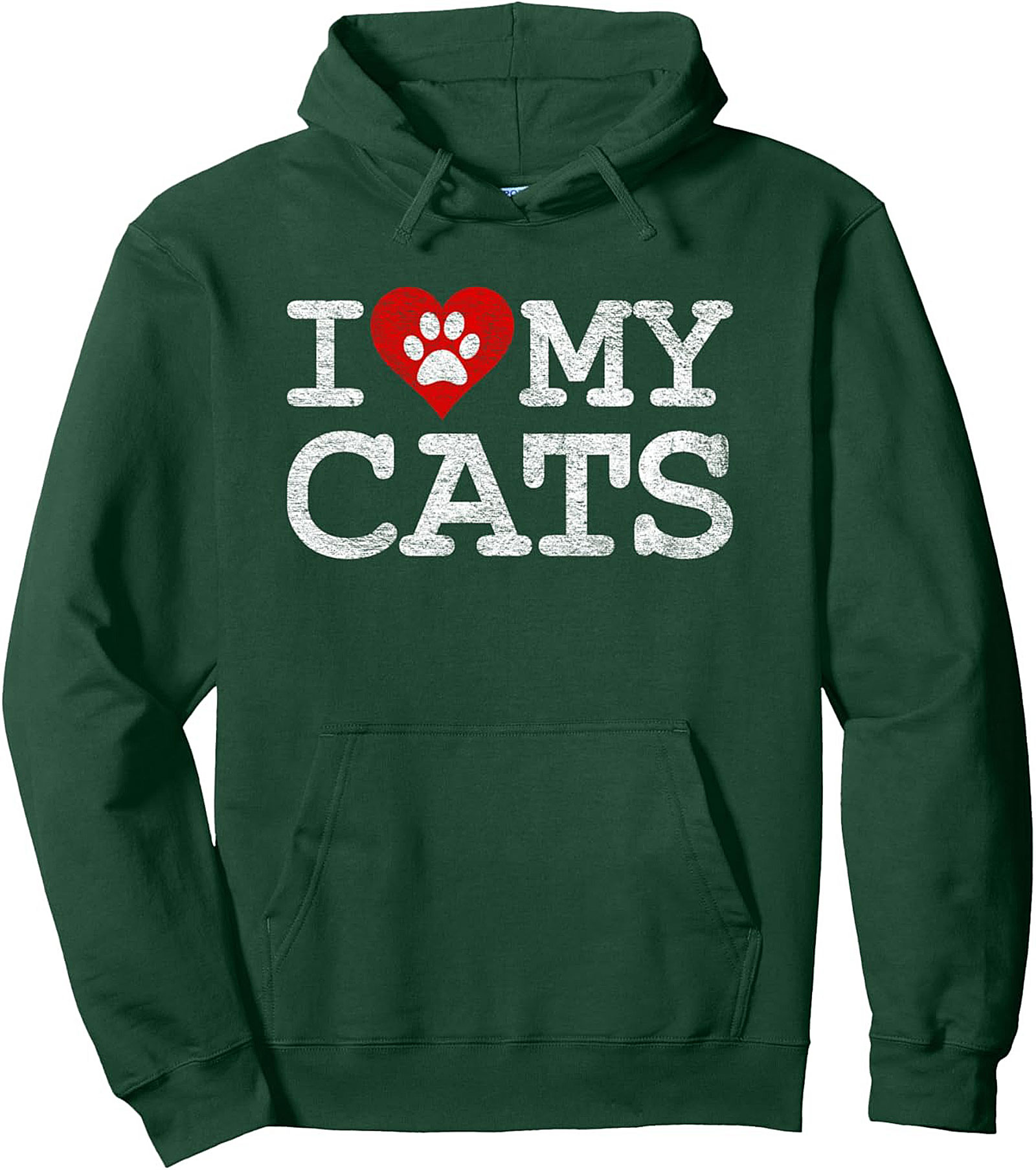 Cozy Cat Lover Pullover Hoodie I Love My Cats Paw Print