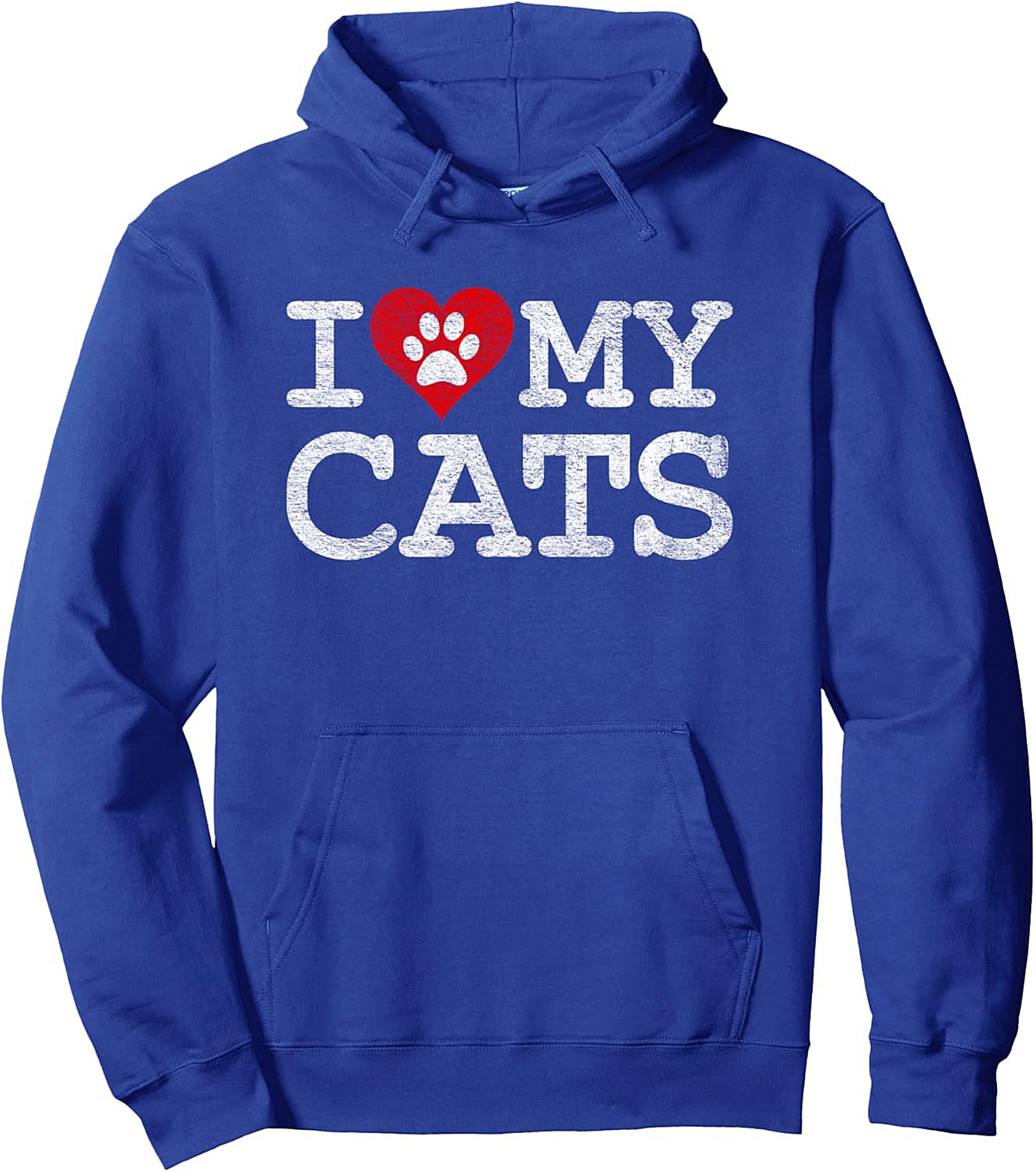 Cozy Cat Lover Pullover Hoodie I Love My Cats Paw Print