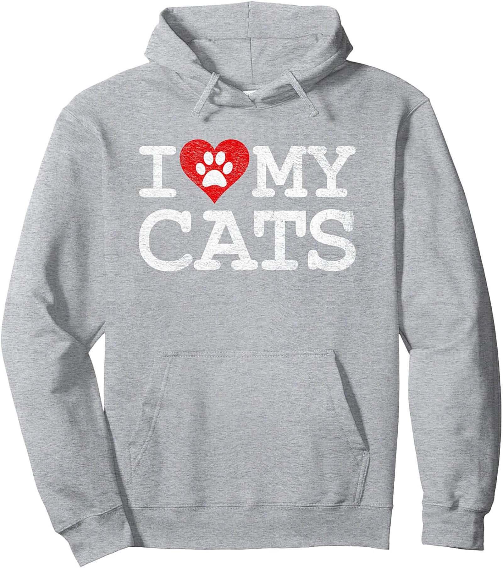 Cozy Cat Lover Pullover Hoodie I Love My Cats Paw Print