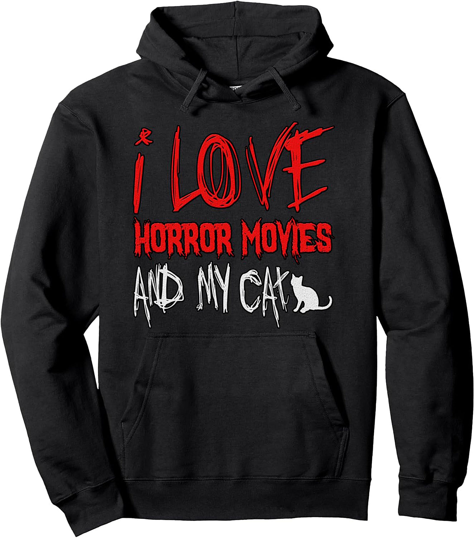 Horror Cat Lover Pullover Hoodie Cozy Unisex Graphic