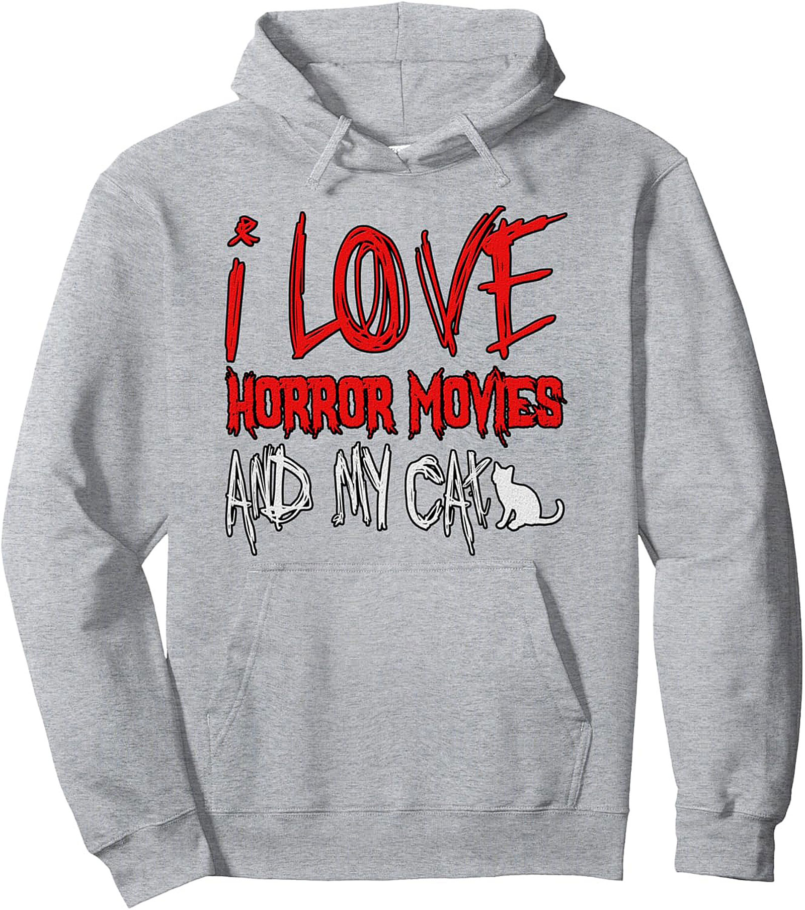 Horror Cat Lover Pullover Hoodie Cozy Unisex Graphic