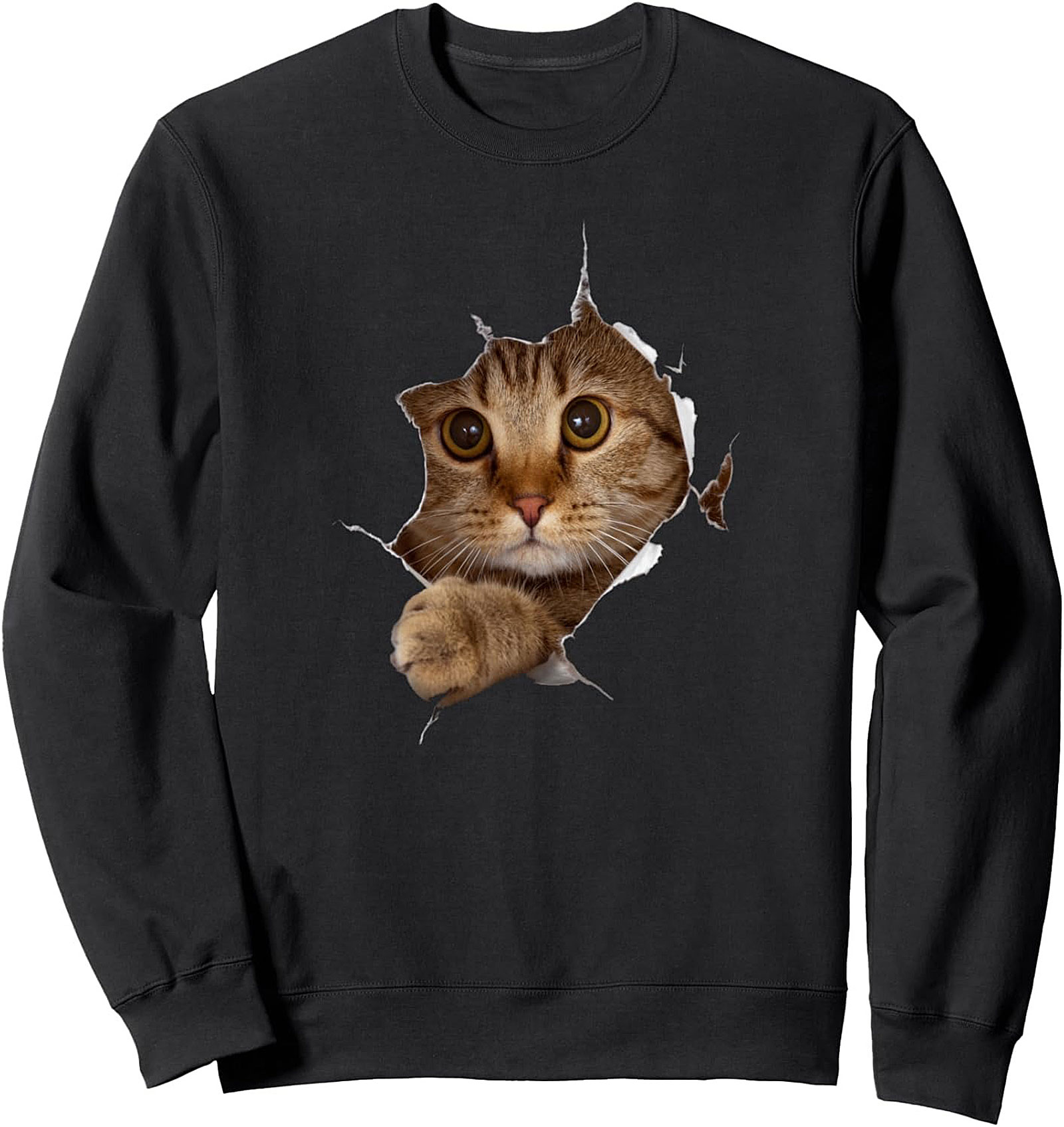 Peeking Cat Graphic Sweatshirt Cozy Crewneck Pullover