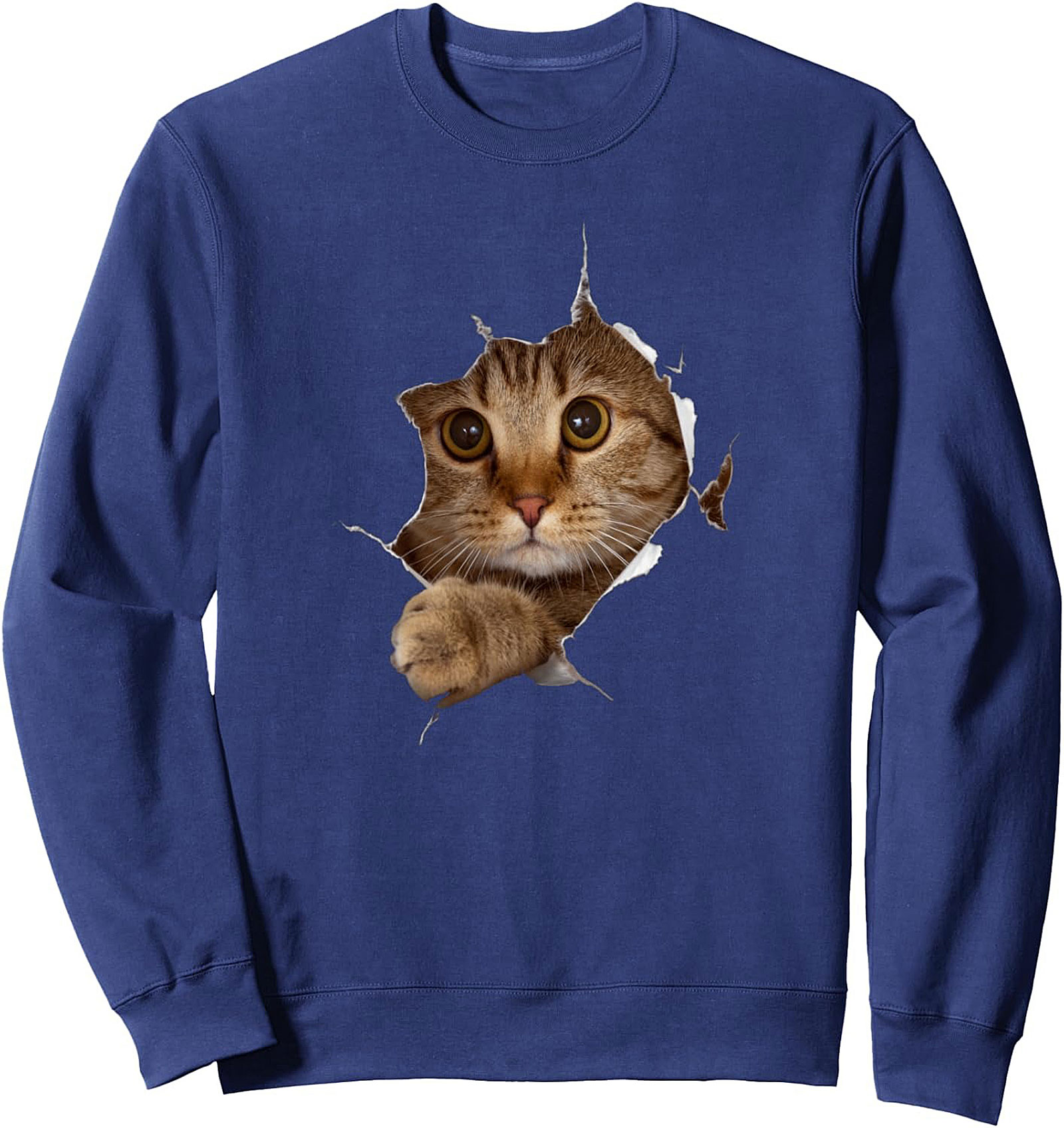 Peeking Cat Graphic Sweatshirt Cozy Crewneck Pullover