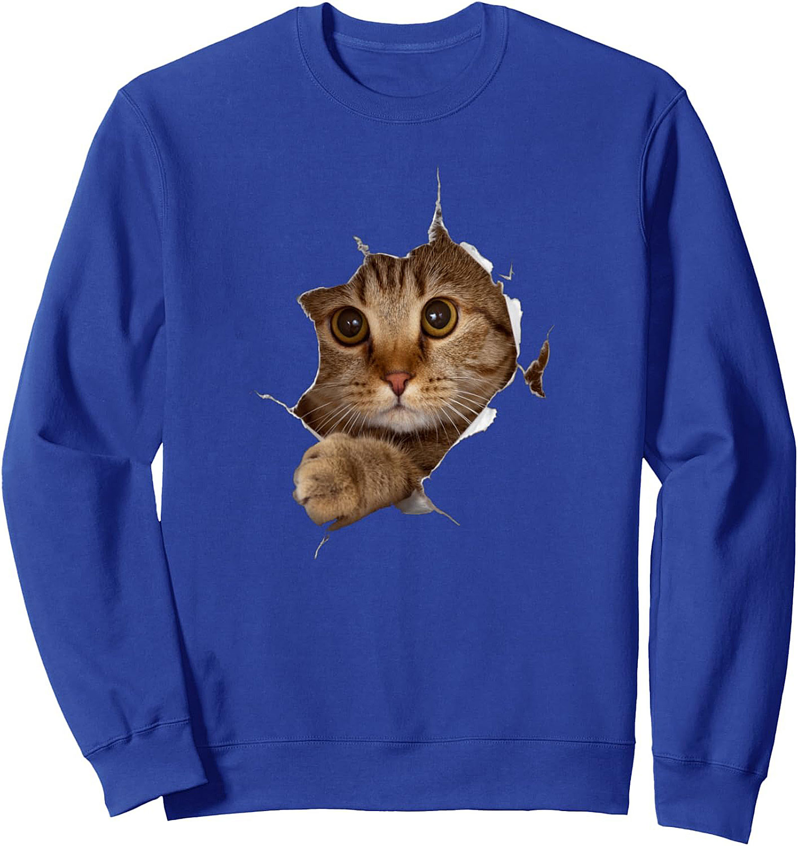 Peeking Cat Graphic Sweatshirt Cozy Crewneck Pullover