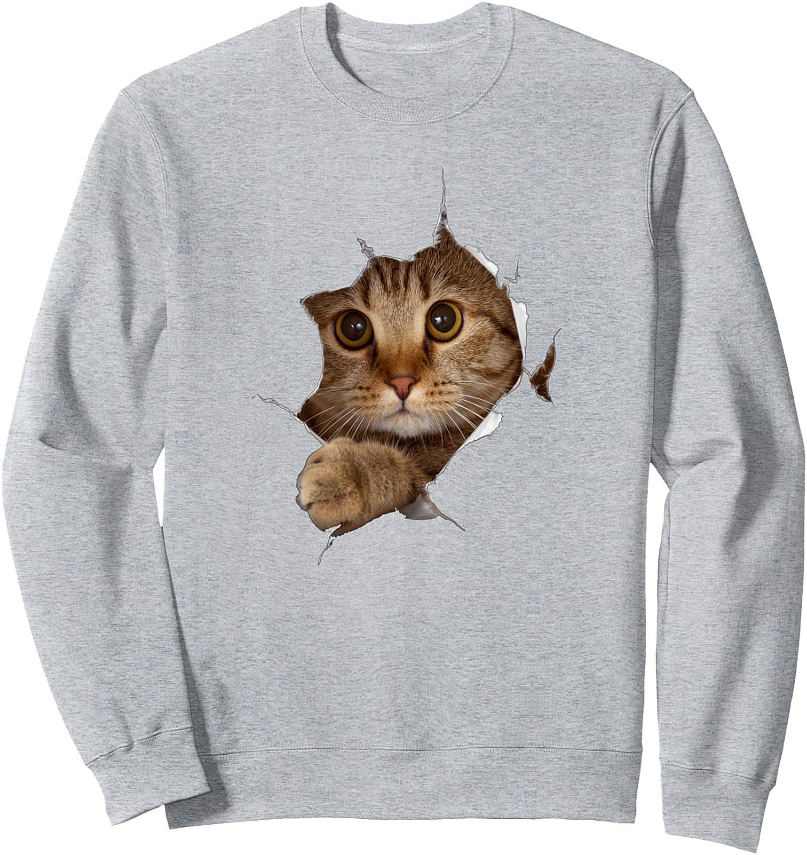 Peeking Cat Graphic Sweatshirt Cozy Crewneck Pullover