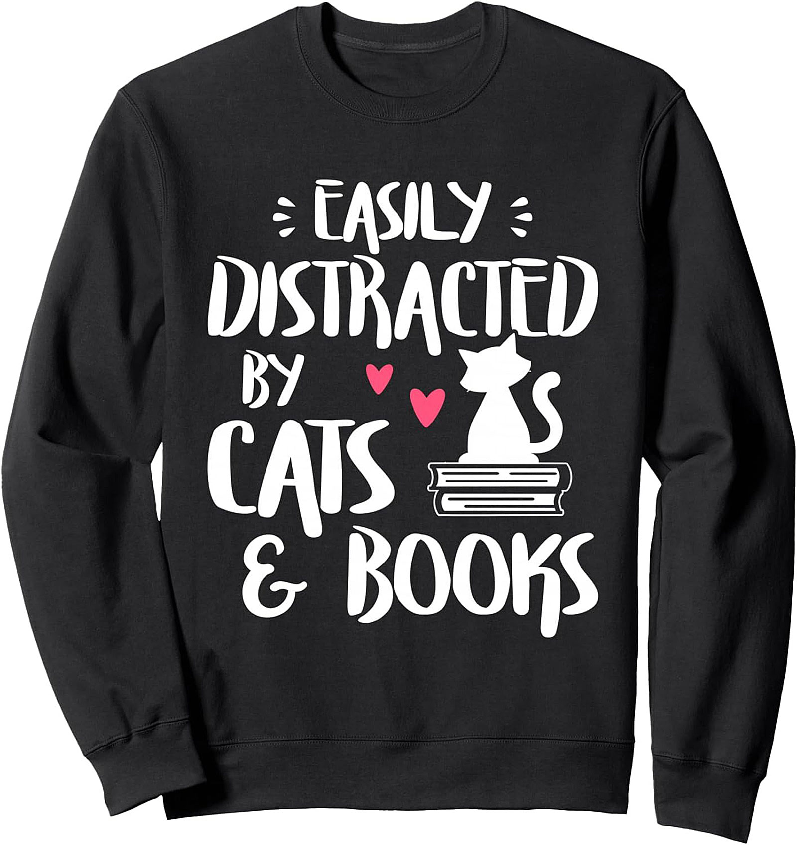 Cat & Book Lover Crewneck Sweatshirt Cozy Unisex Gift