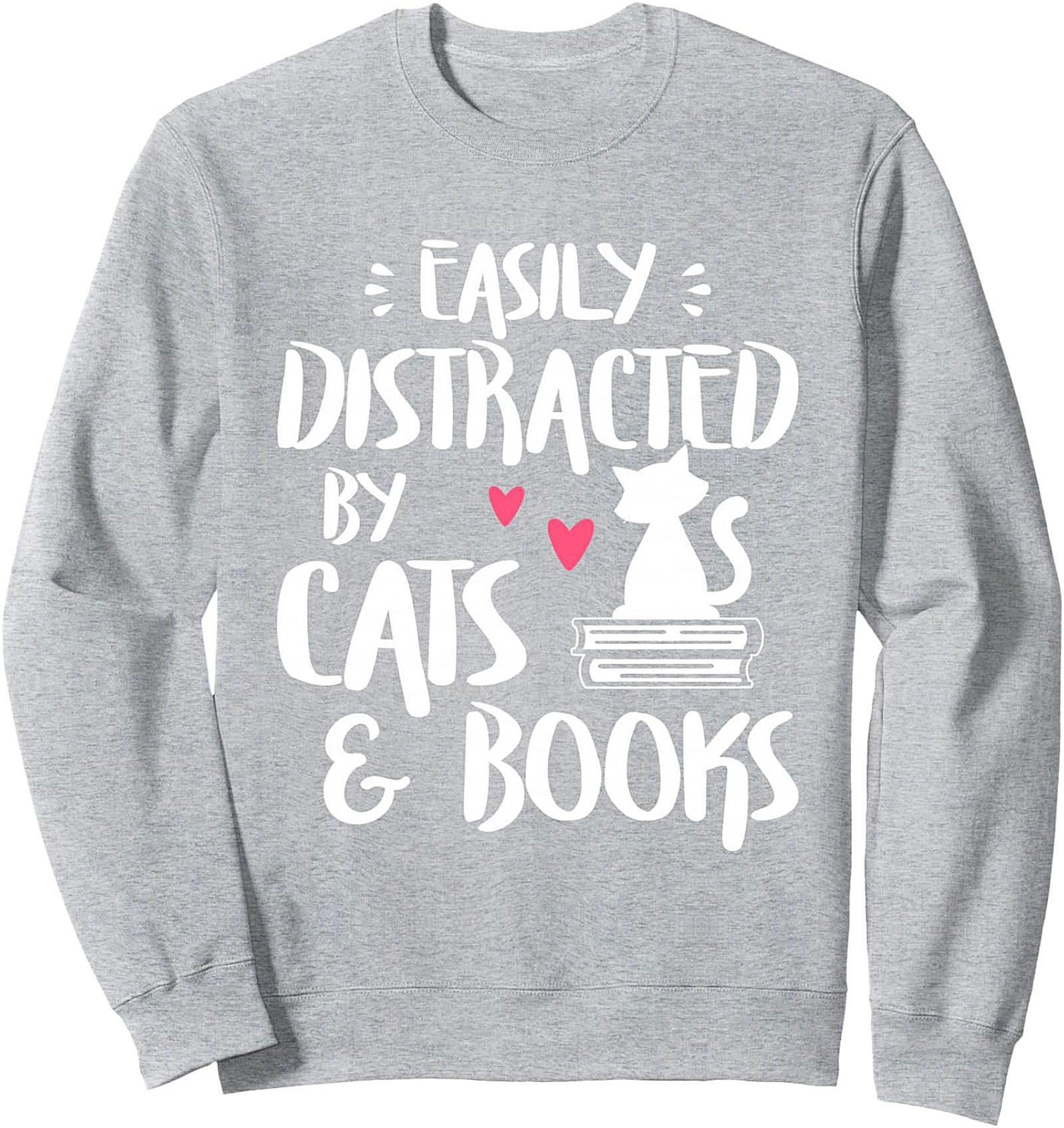 Cat & Book Lover Crewneck Sweatshirt Cozy Unisex Gift