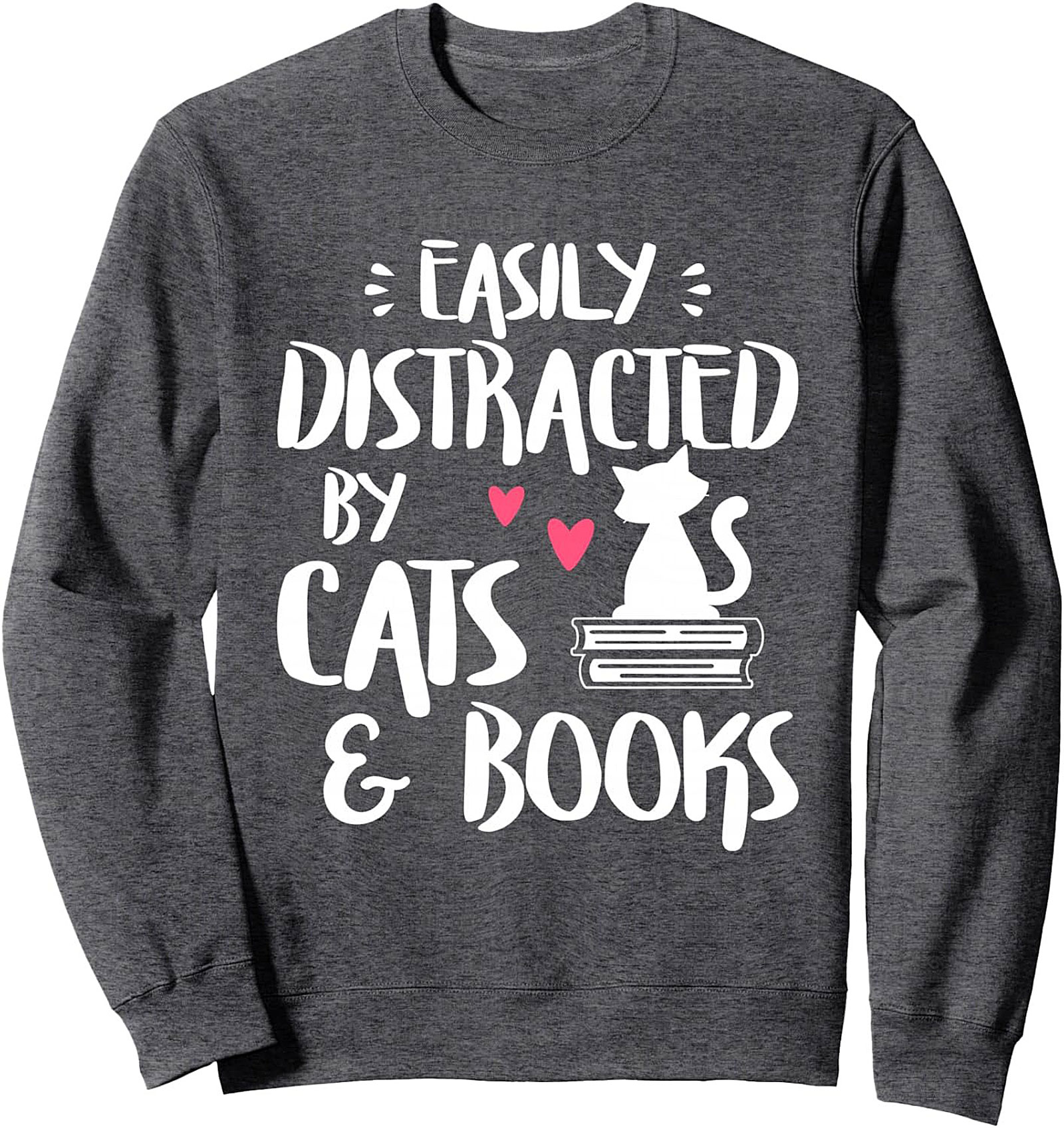 Cat & Book Lover Crewneck Sweatshirt Cozy Unisex Gift