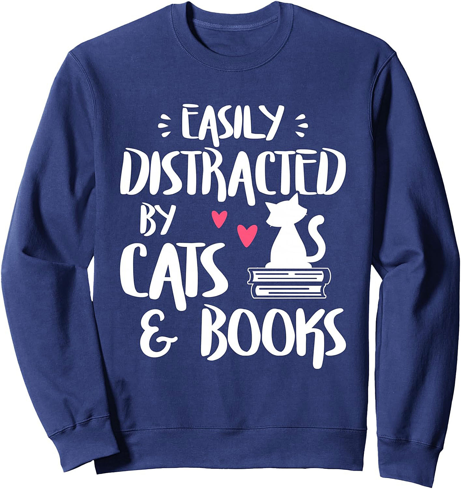 Cat & Book Lover Crewneck Sweatshirt Cozy Unisex Gift