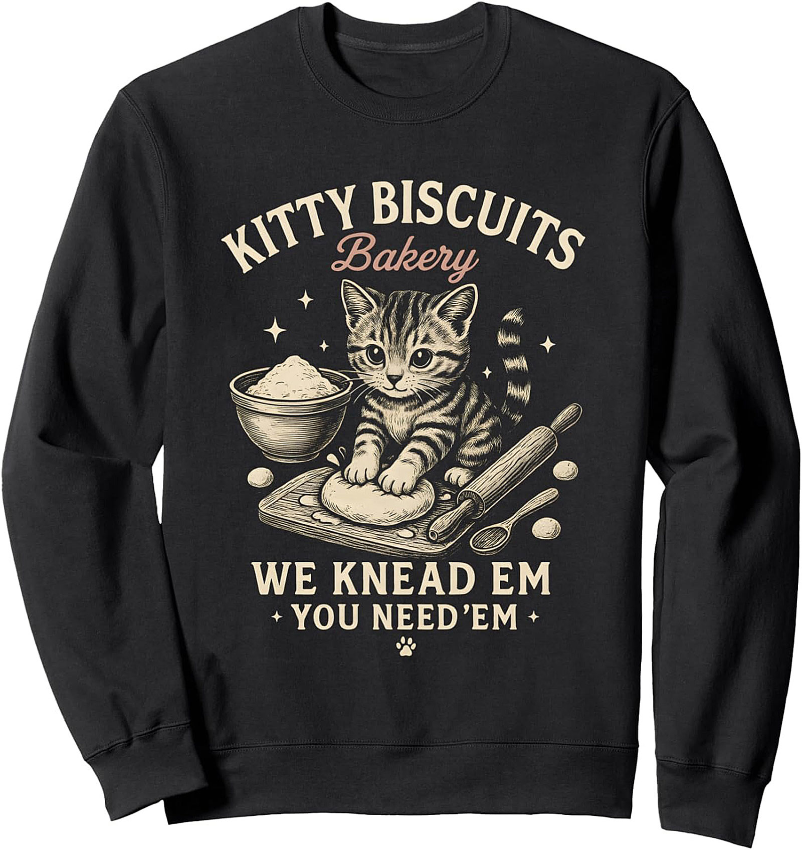 Kitty Biscuits Crewneck Sweatshirt Cozy Cat Pullover Gift