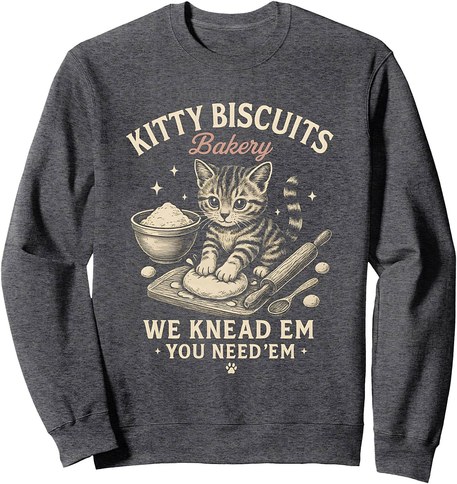 Kitty Biscuits Crewneck Sweatshirt Cozy Cat Pullover Gift