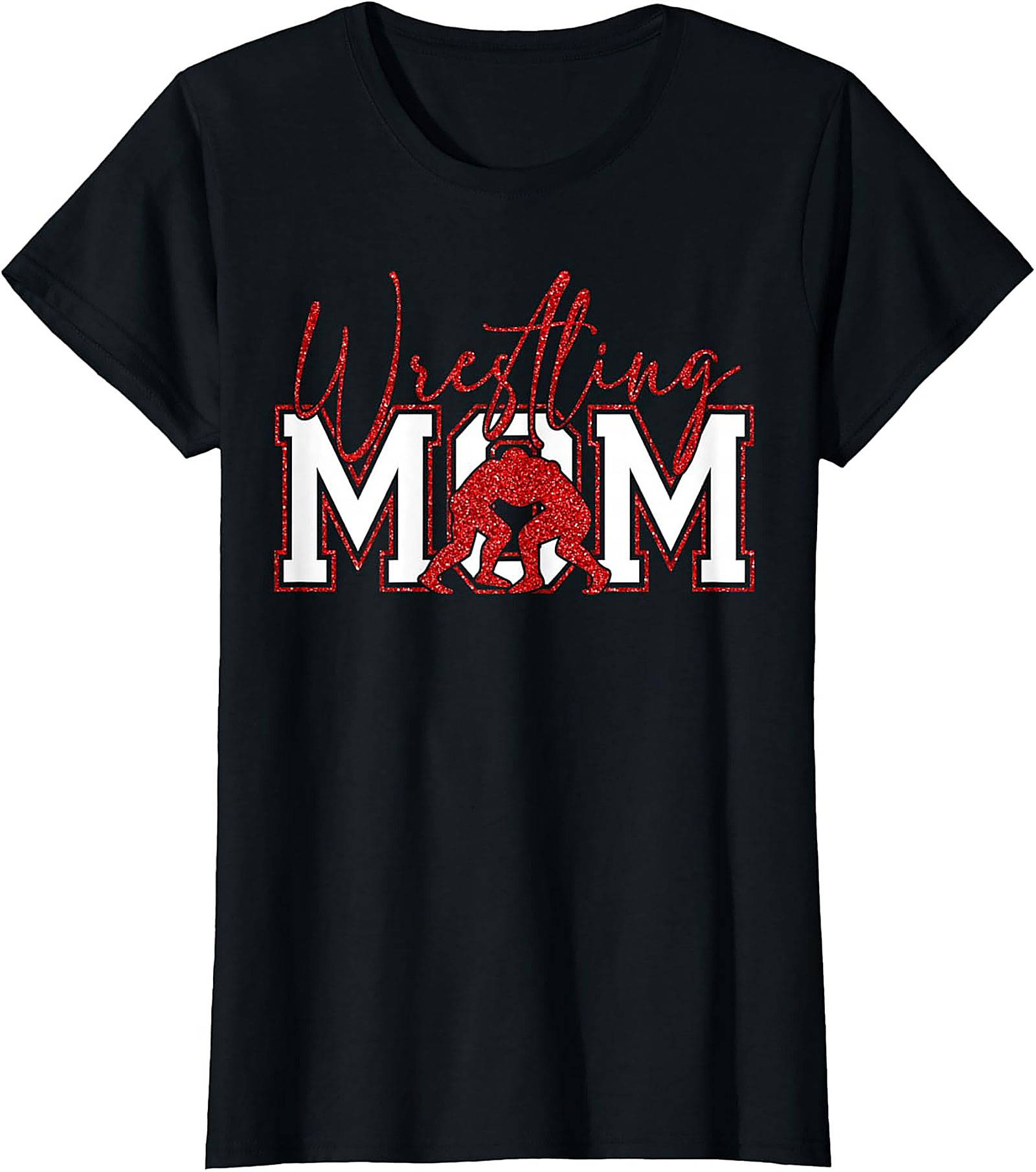 Wrestling Mom T-Shirt Glitter Match Day Graphic Tee