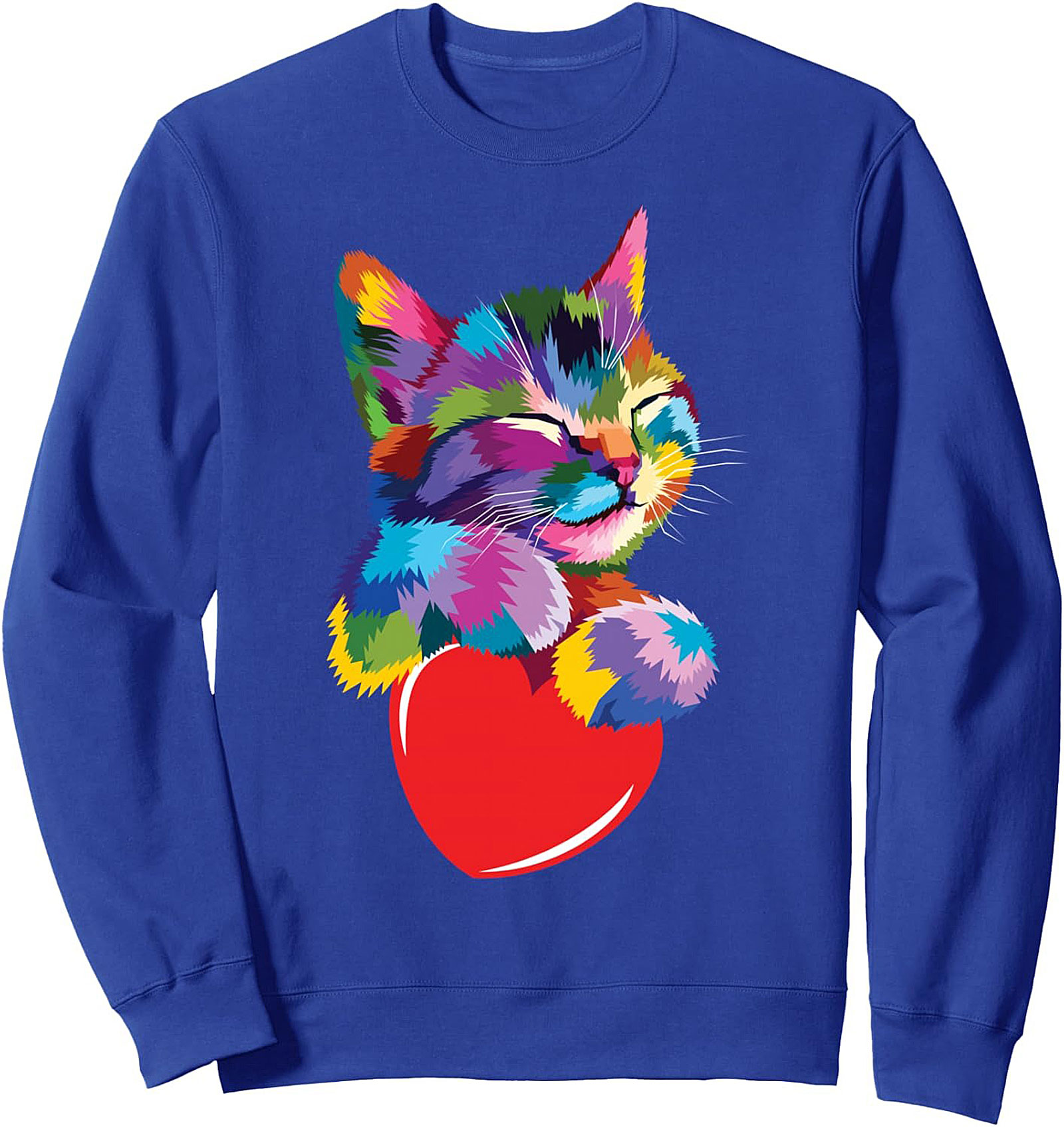 Pop Art Cat Crewneck Sweatshirt Cozy Rainbow Kitten Pullover