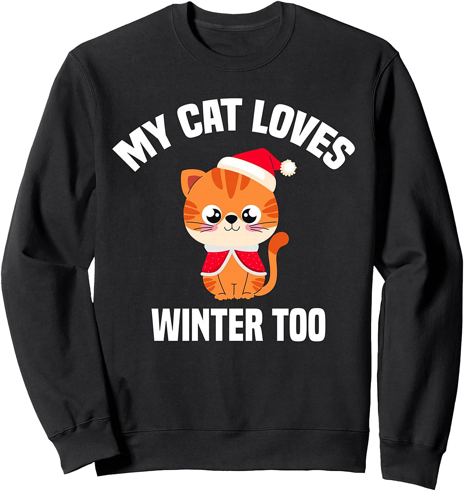 Cozy Cat Christmas Crewneck Sweatshirt Funny Holiday Gift