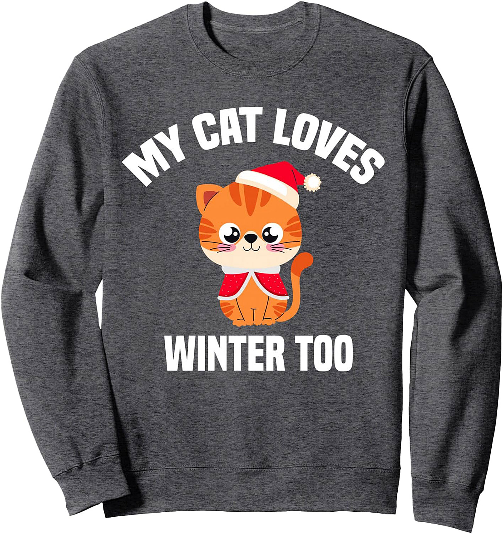 Cozy Cat Christmas Crewneck Sweatshirt Funny Holiday Gift