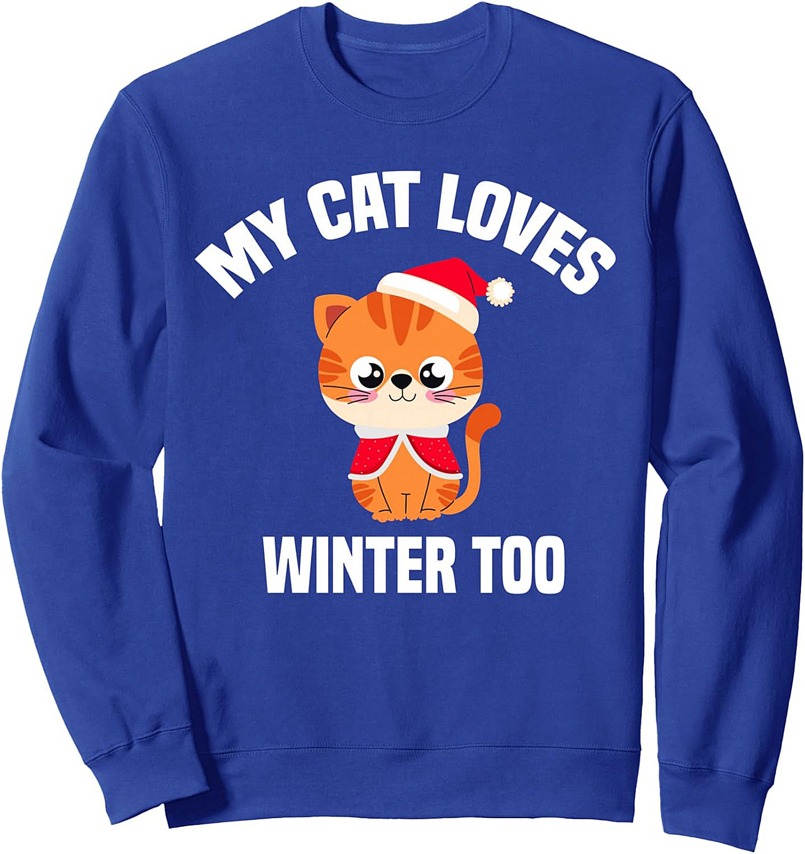 Cozy Cat Christmas Crewneck Sweatshirt Funny Holiday Gift