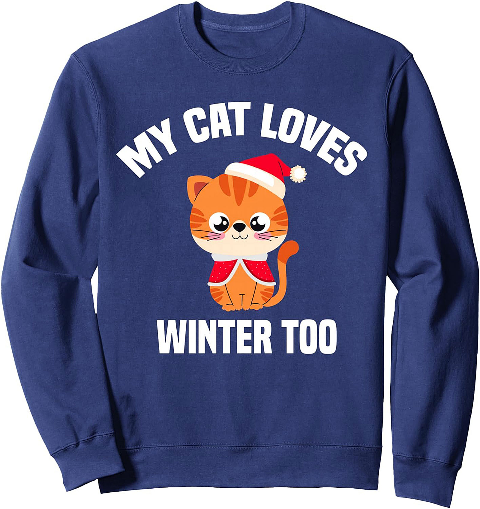 Cozy Cat Christmas Crewneck Sweatshirt Funny Holiday Gift