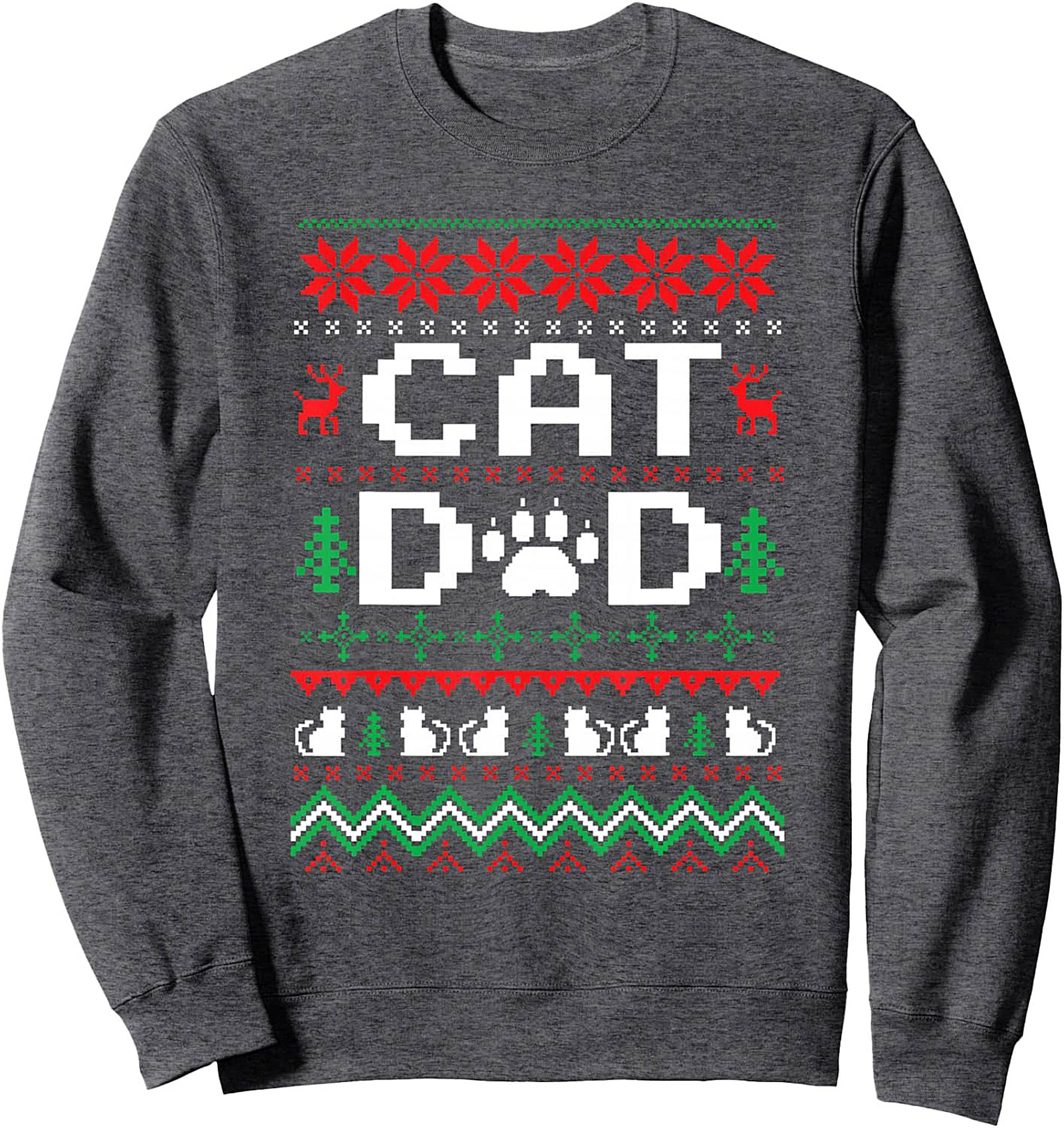 Cat Dad Ugly Christmas Crewneck Sweatshirt Holiday Gift