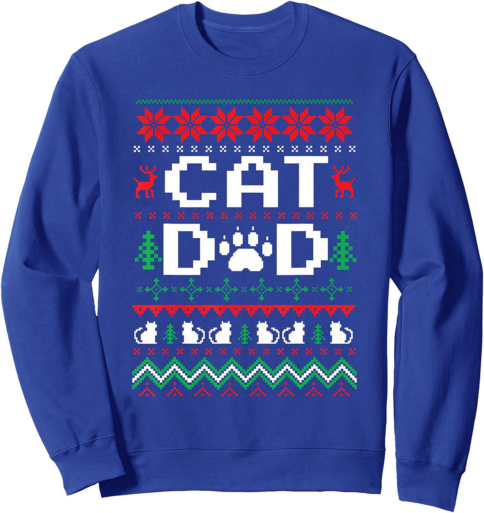 Cat Dad Ugly Christmas Crewneck Sweatshirt Holiday Gift