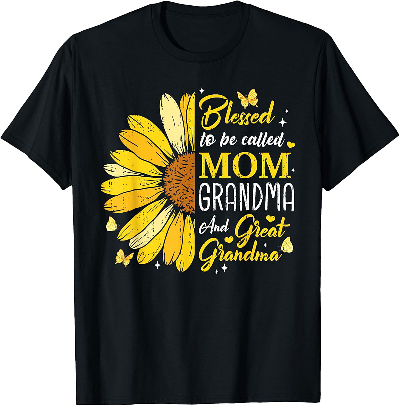  Blessed Mom Grandma Great Grandma Sunflower T-shirt Gift