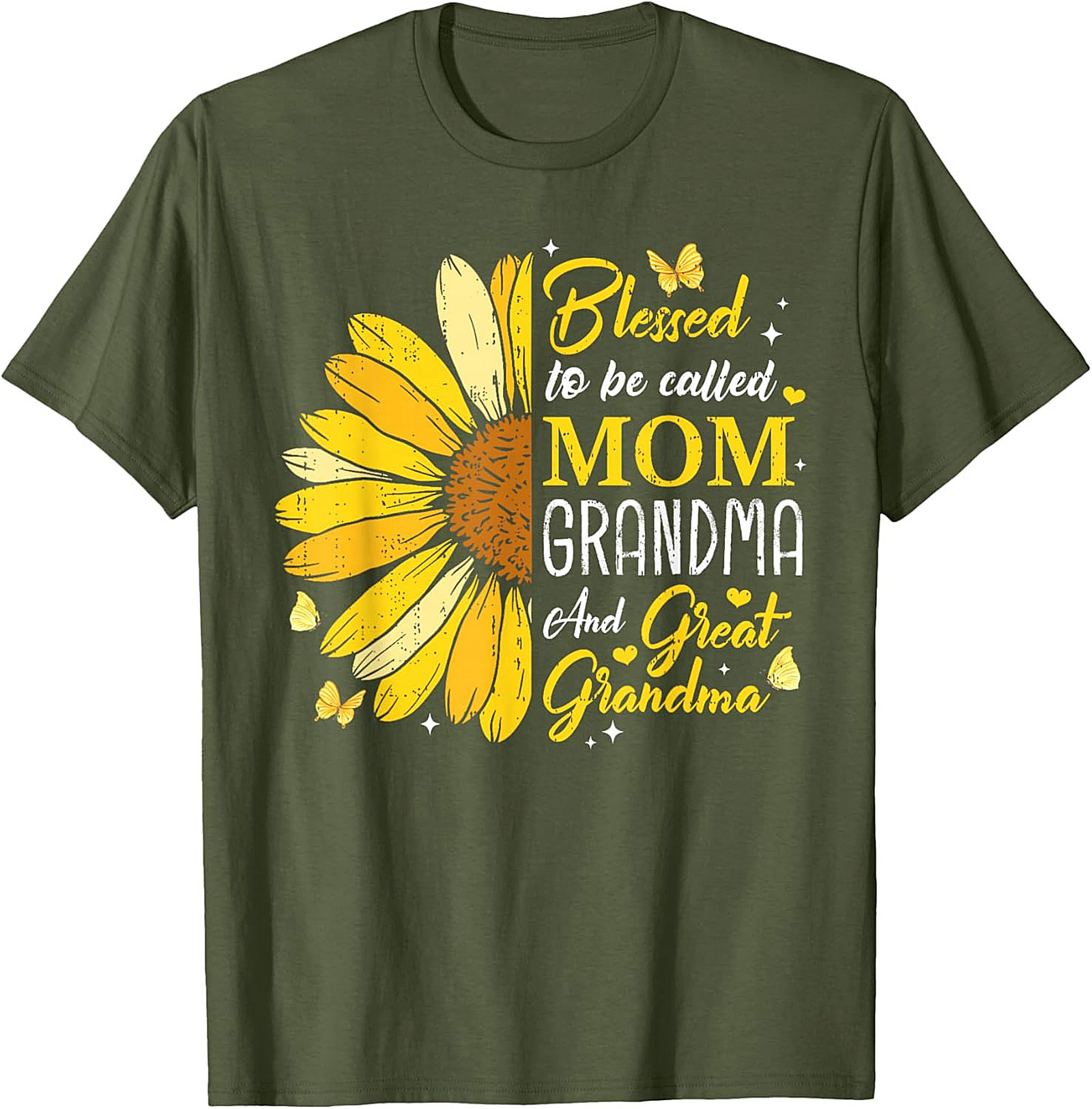  Blessed Mom Grandma Great Grandma Sunflower T-shirt Gift