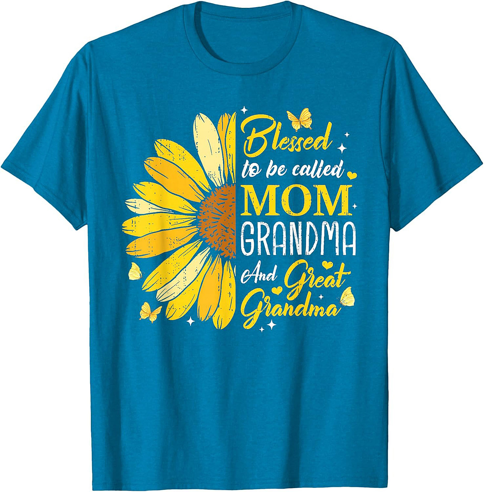 Blessed Mom Grandma Great Grandma Sunflower T-shirt Gift