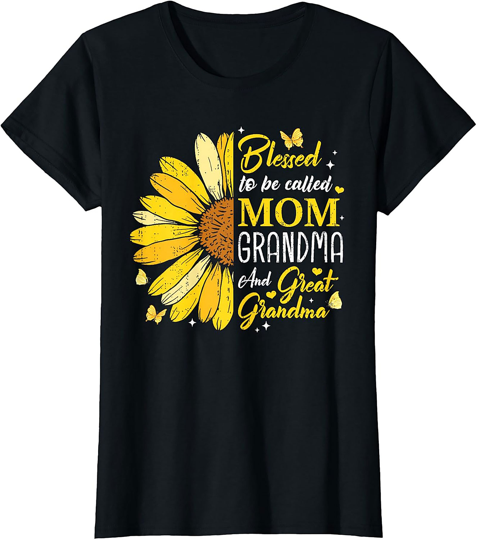  Blessed Mom Grandma Great Grandma Sunflower T-shirt Gift