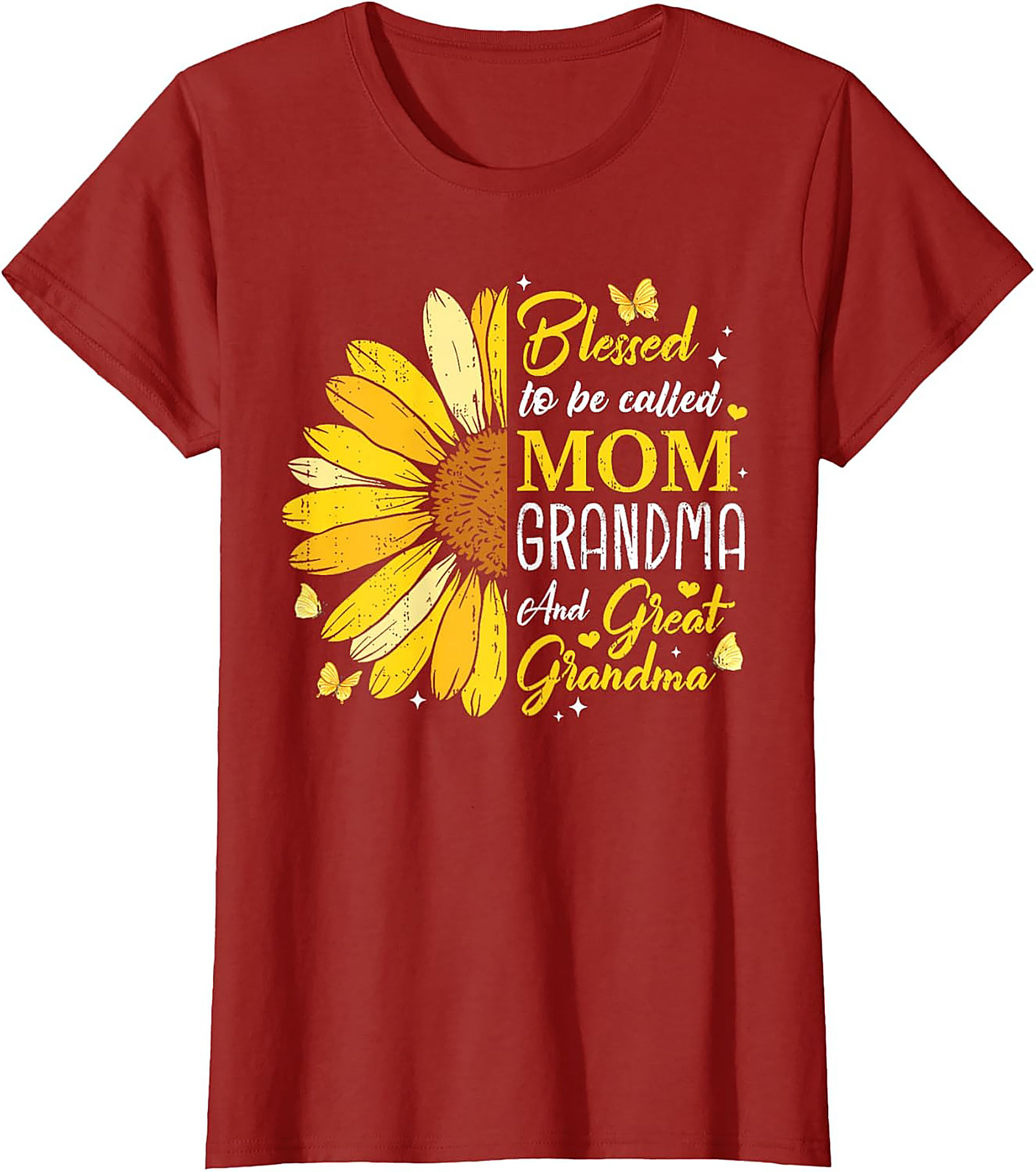  Blessed Mom Grandma Great Grandma Sunflower T-shirt Gift