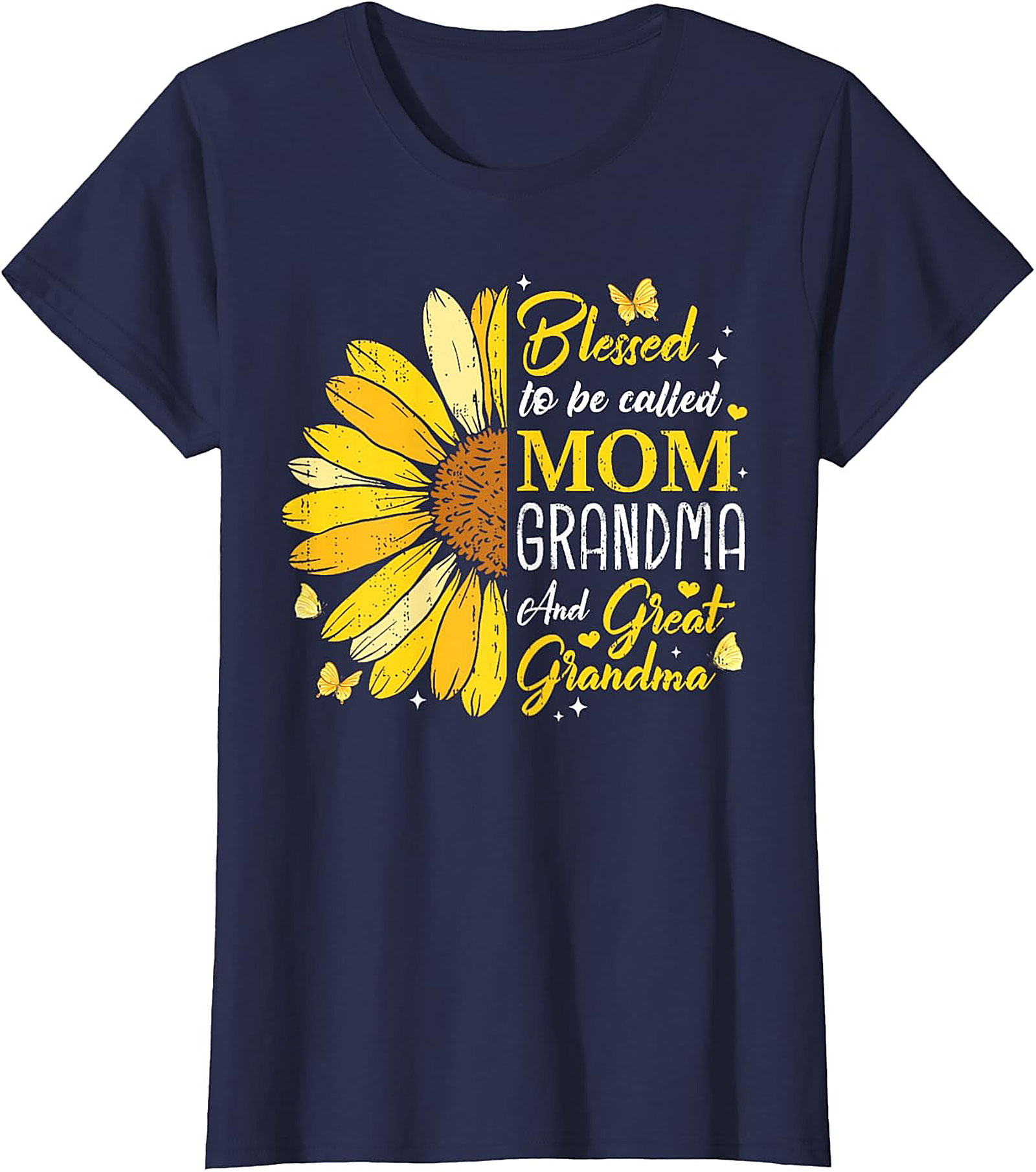  Blessed Mom Grandma Great Grandma Sunflower T-shirt Gift