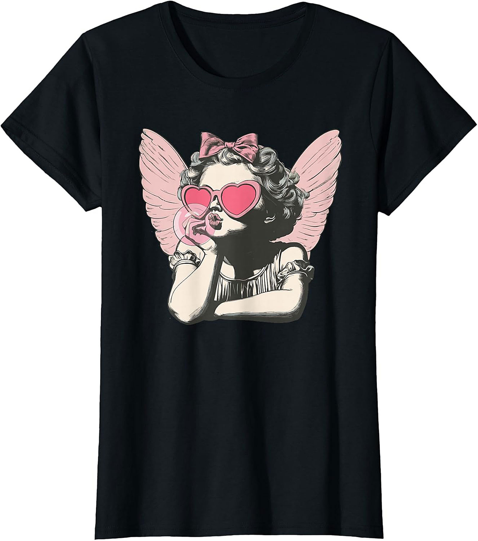 Baddie Angel Cherub Graphic Tee Aesthetic Pink Heart Shirt
