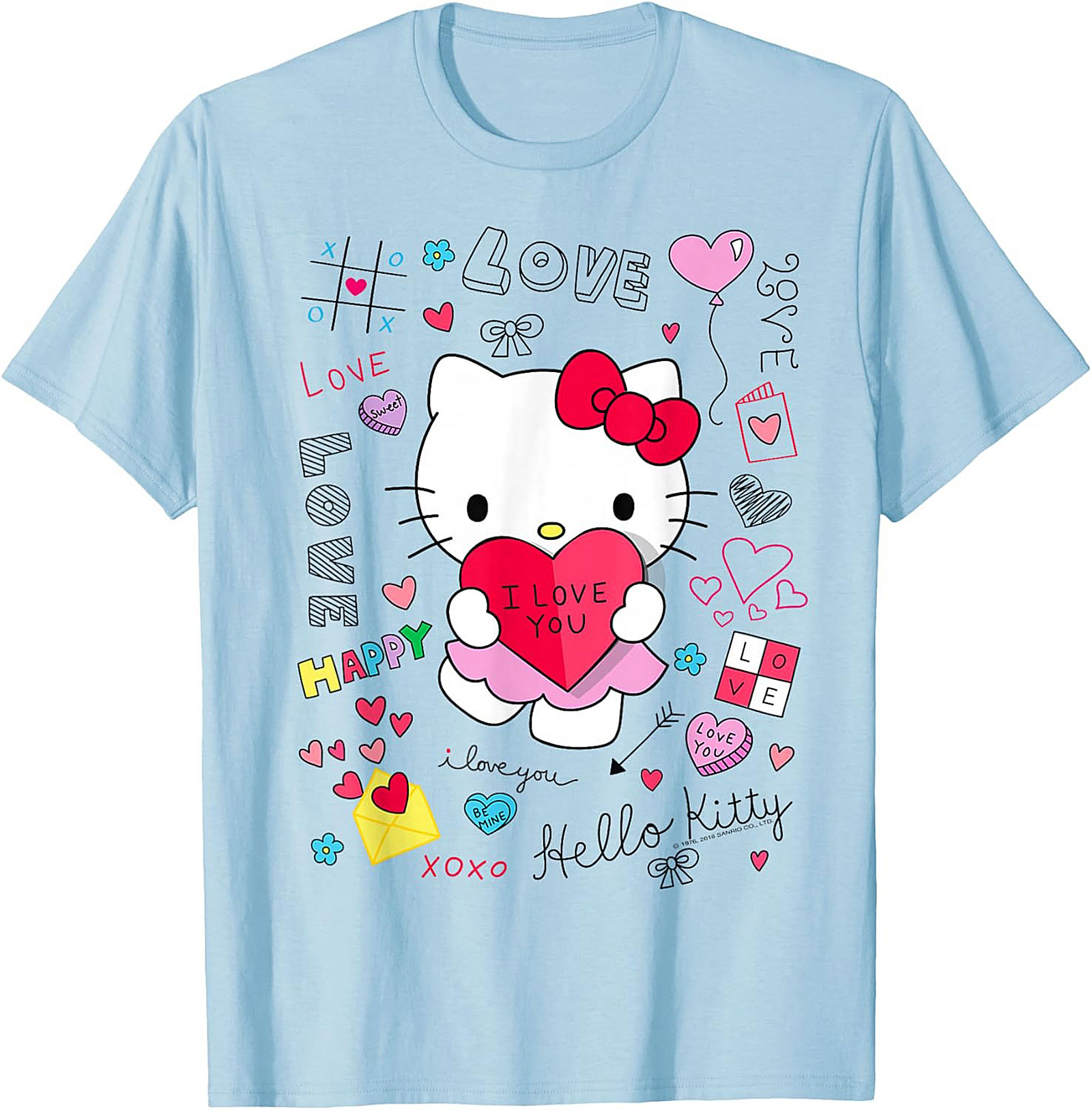 Hello Love Heart T-Shirt Cute Kawaii Graphic Tee