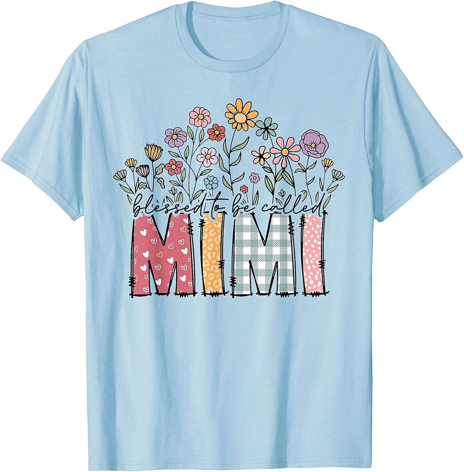 Blessed Mimi T-Shirt Floral Grandma Gift Tee Soft Cotton