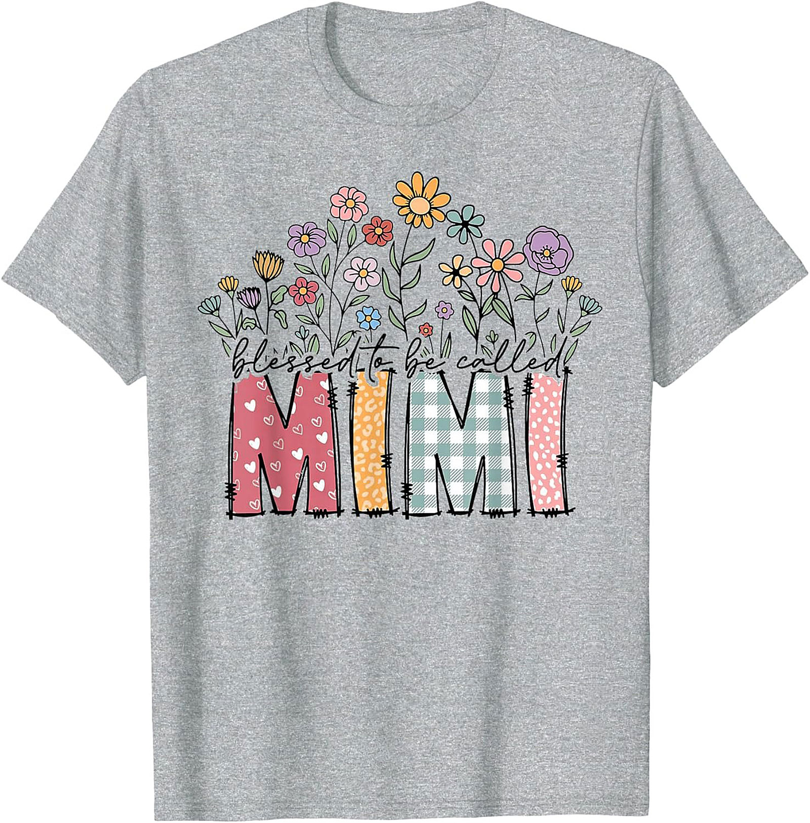 Blessed Mimi T-Shirt Floral Grandma Gift Tee Soft Cotton