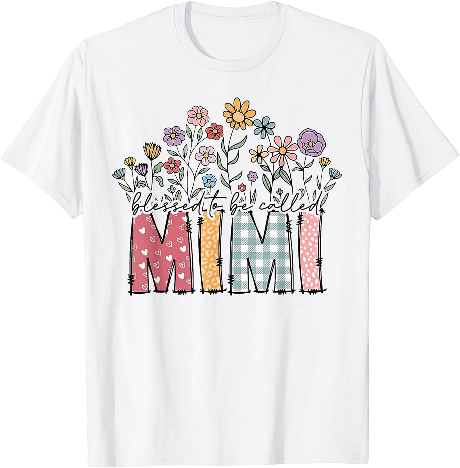 Blessed Mimi T-Shirt Floral Grandma Gift Tee Soft Cotton