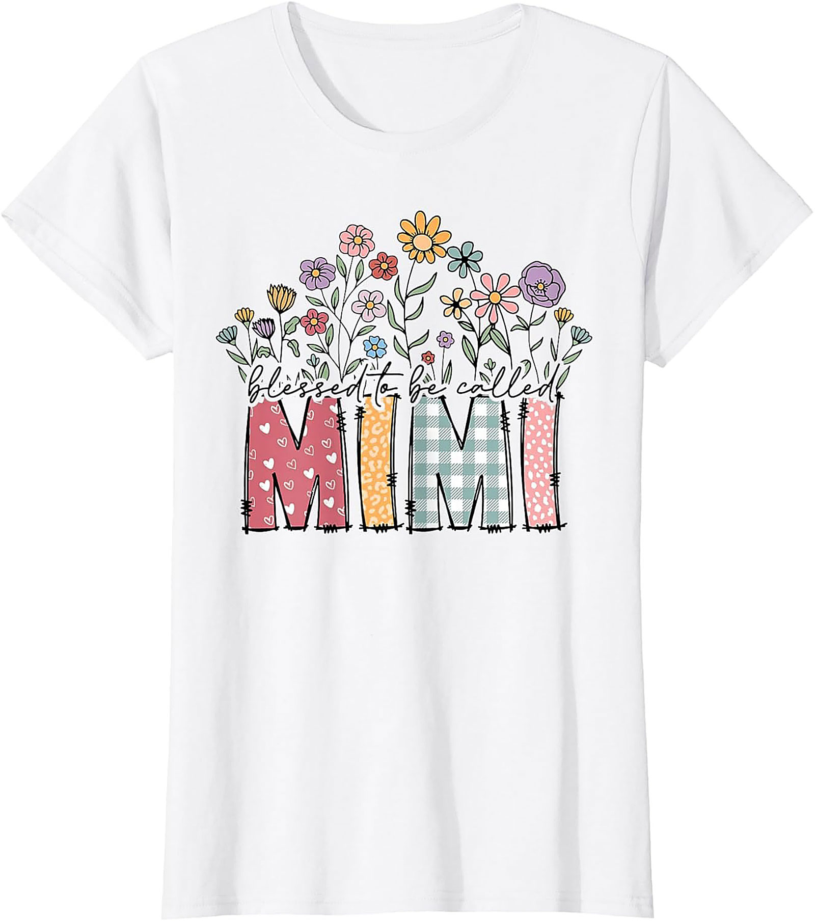 Blessed Mimi T-Shirt Floral Grandma Gift Tee Soft Cotton