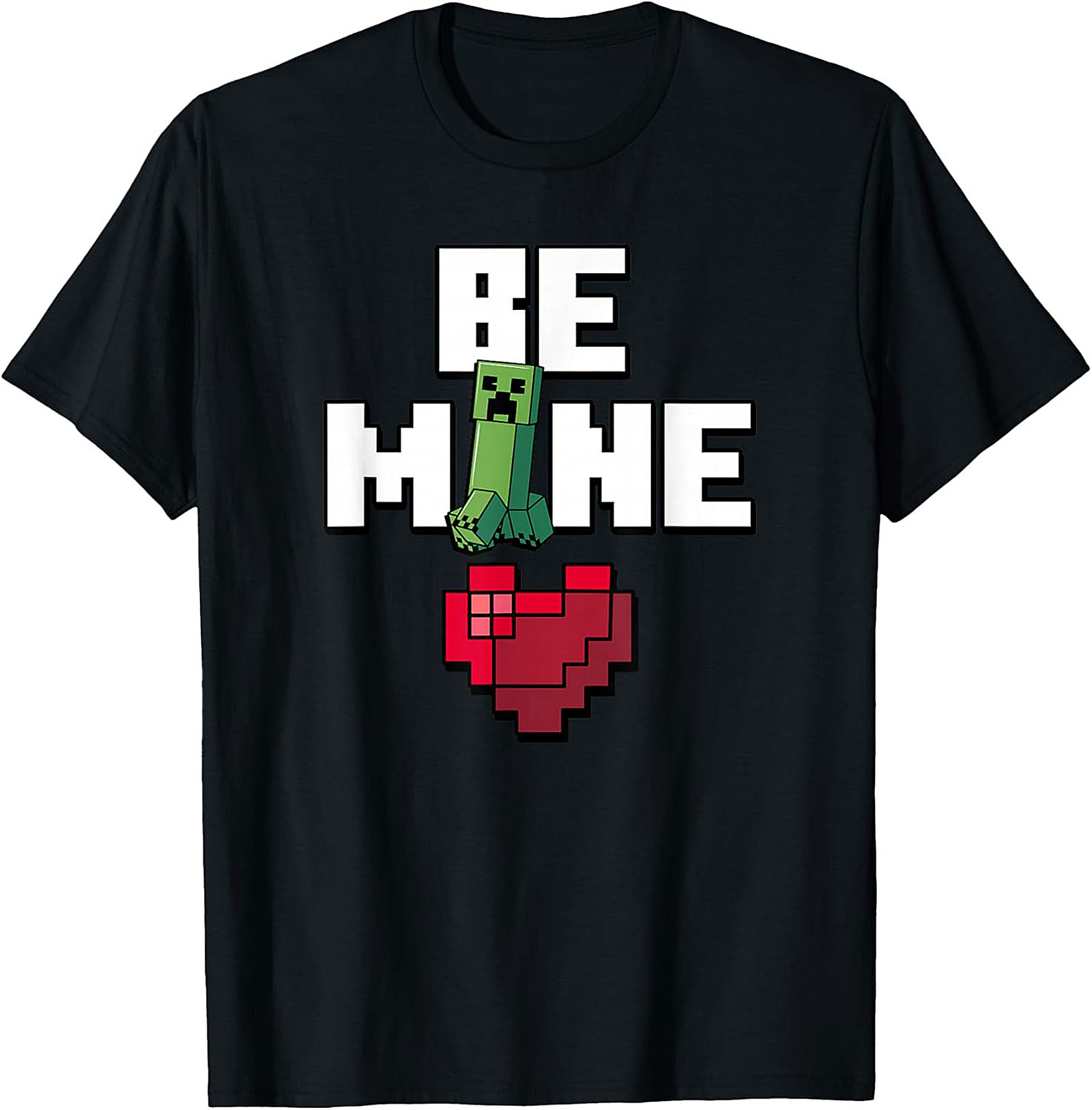 Minecraft Creeper Graphic Tee Funny Gamer Valentine's Shirt