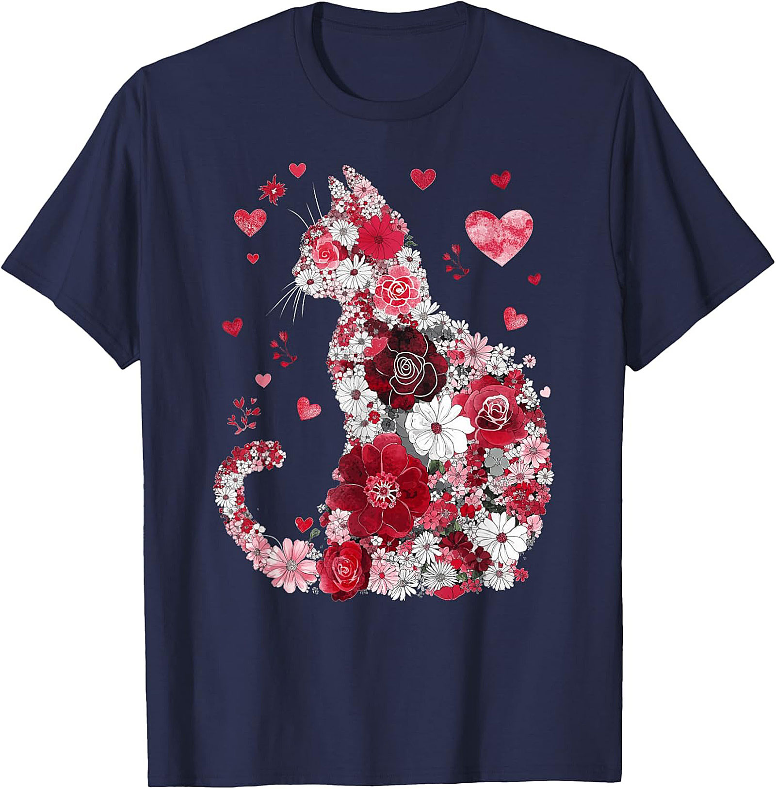 Floral Cat T-Shirt Watercolor Flower Graphic Tee