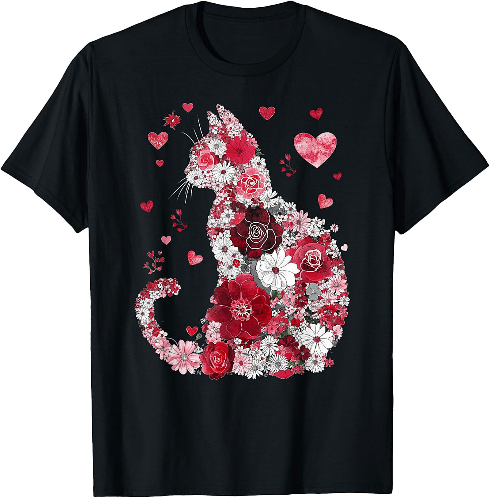 Floral Cat T-Shirt Watercolor Flower Graphic Tee