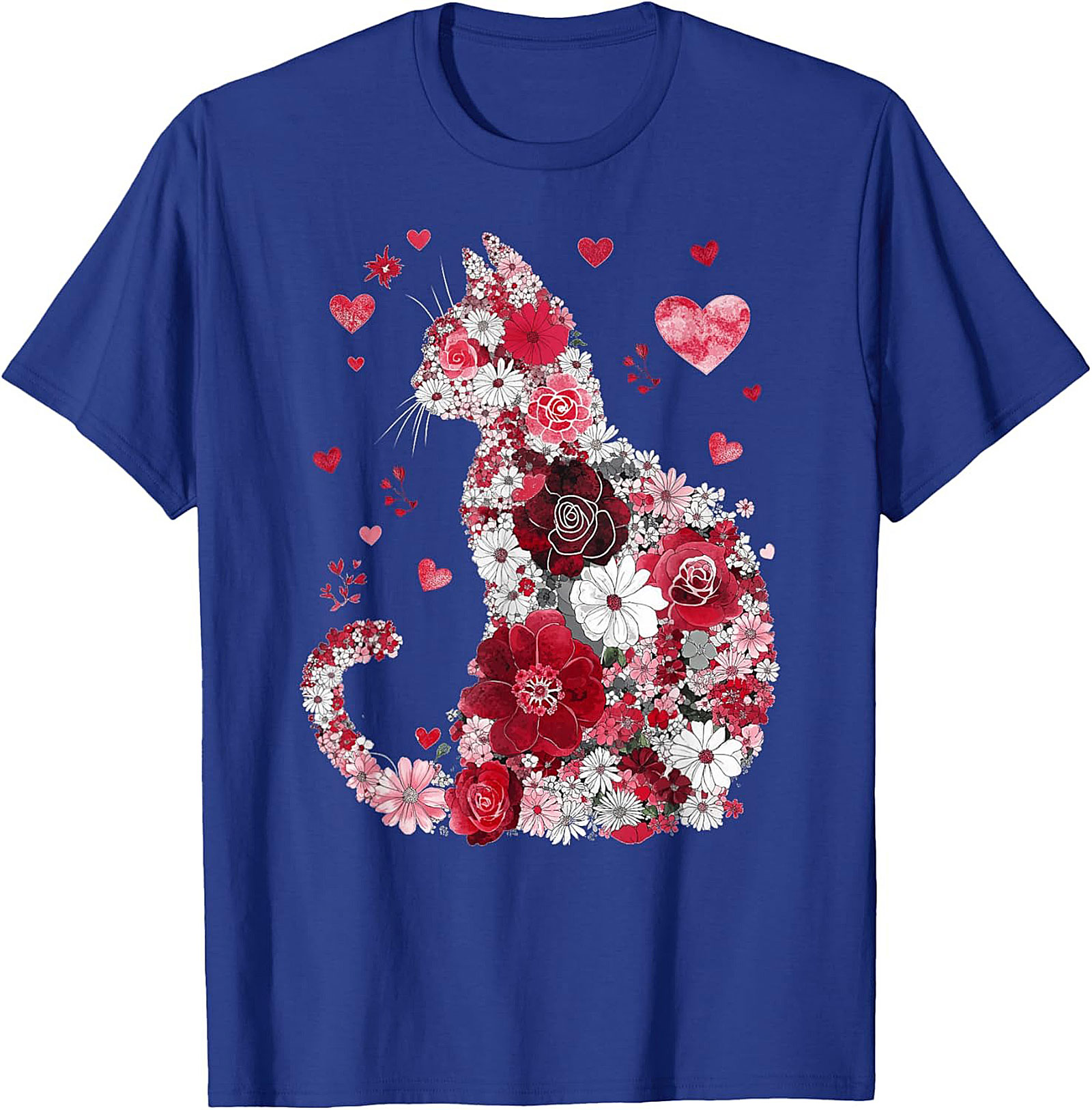 Floral Cat T-Shirt Watercolor Flower Graphic Tee