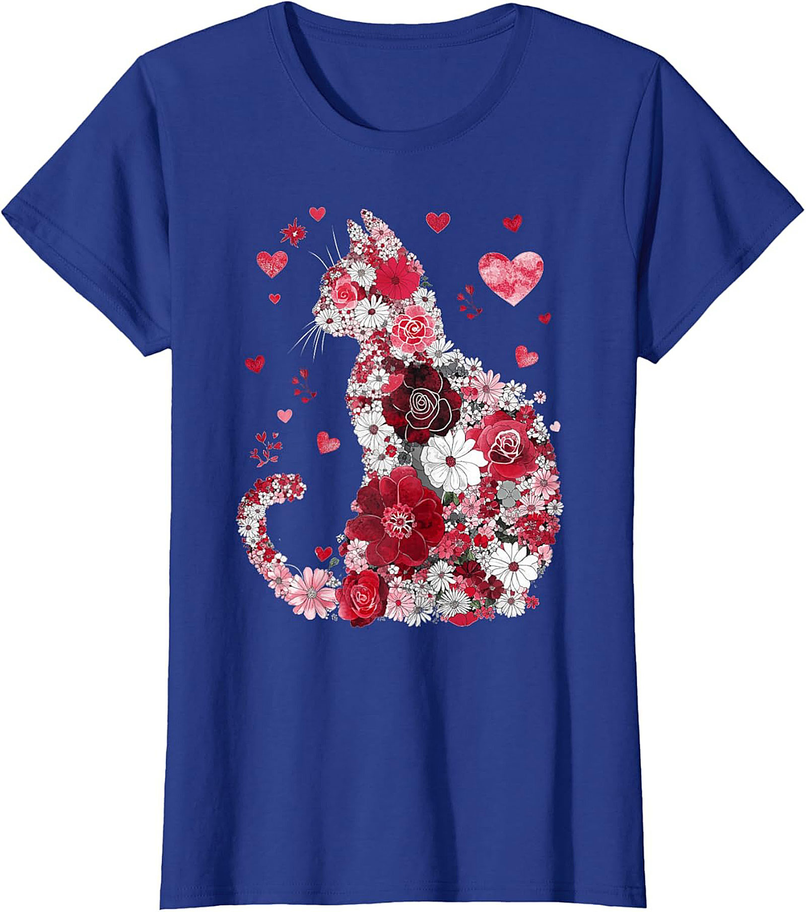 Floral Cat T-Shirt Watercolor Flower Graphic Tee