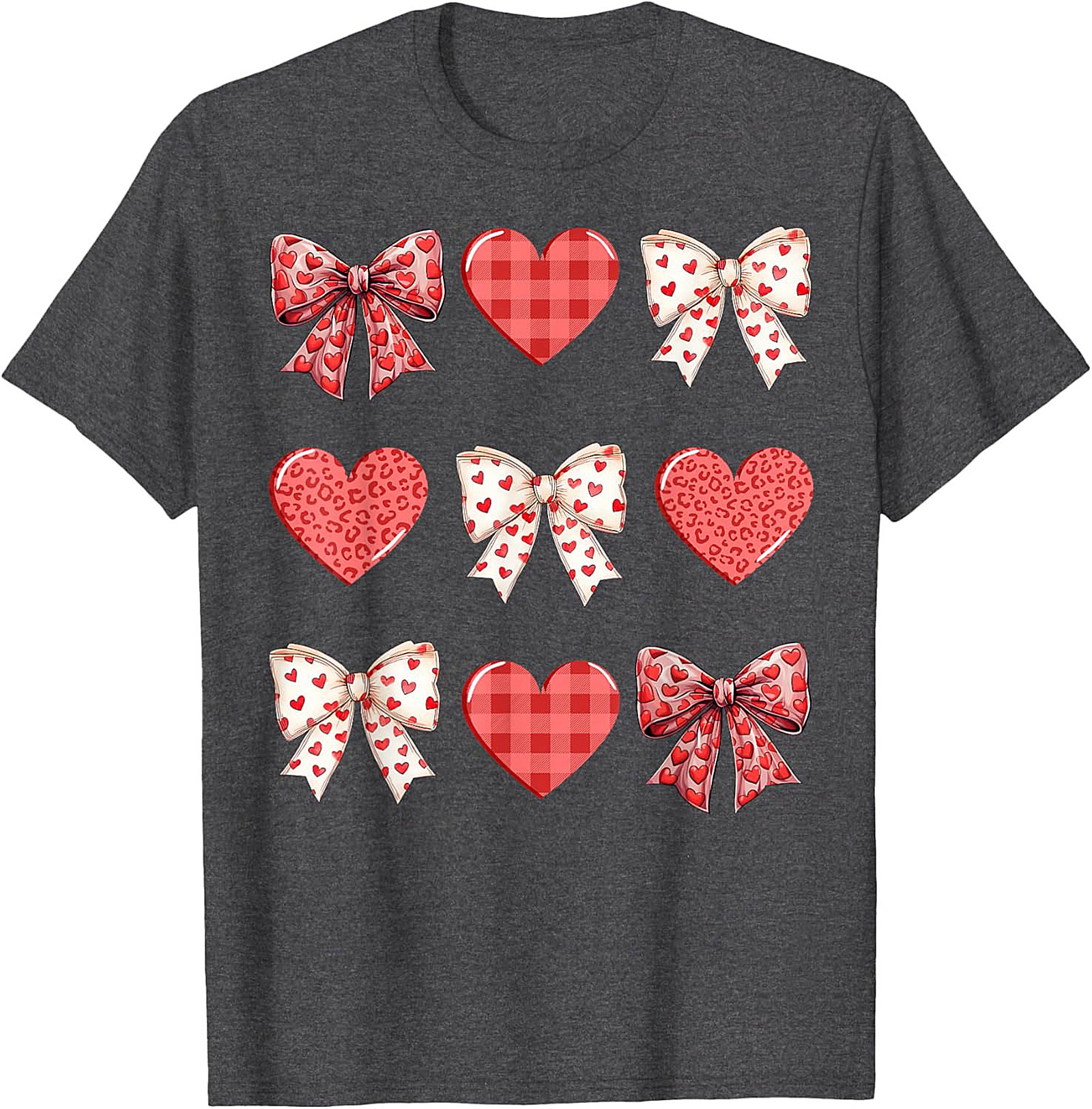 Cute Plaid Heart Bow Valentine's Day T-Shirt