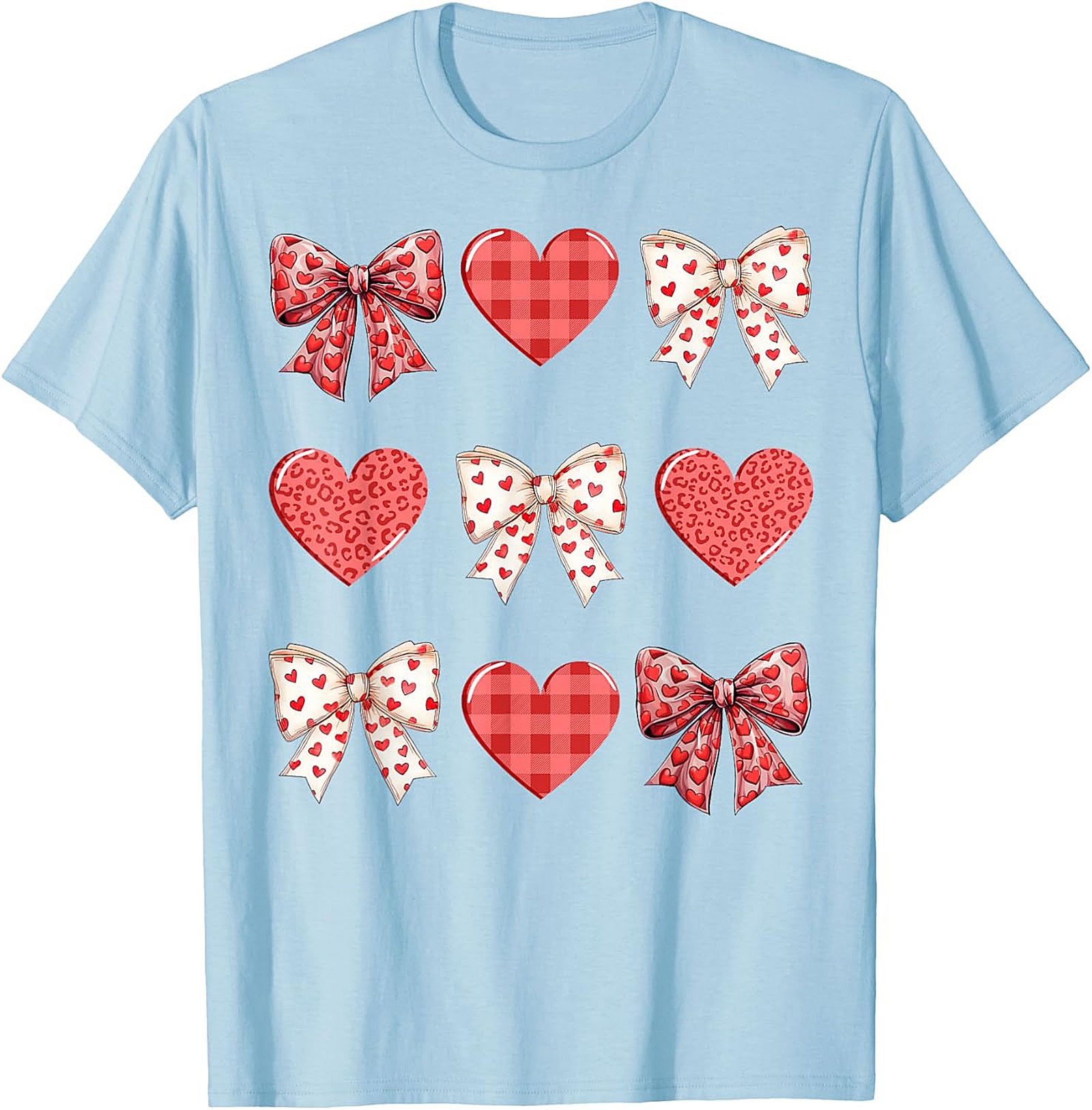 Cute Plaid Heart Bow Valentine's Day T-Shirt