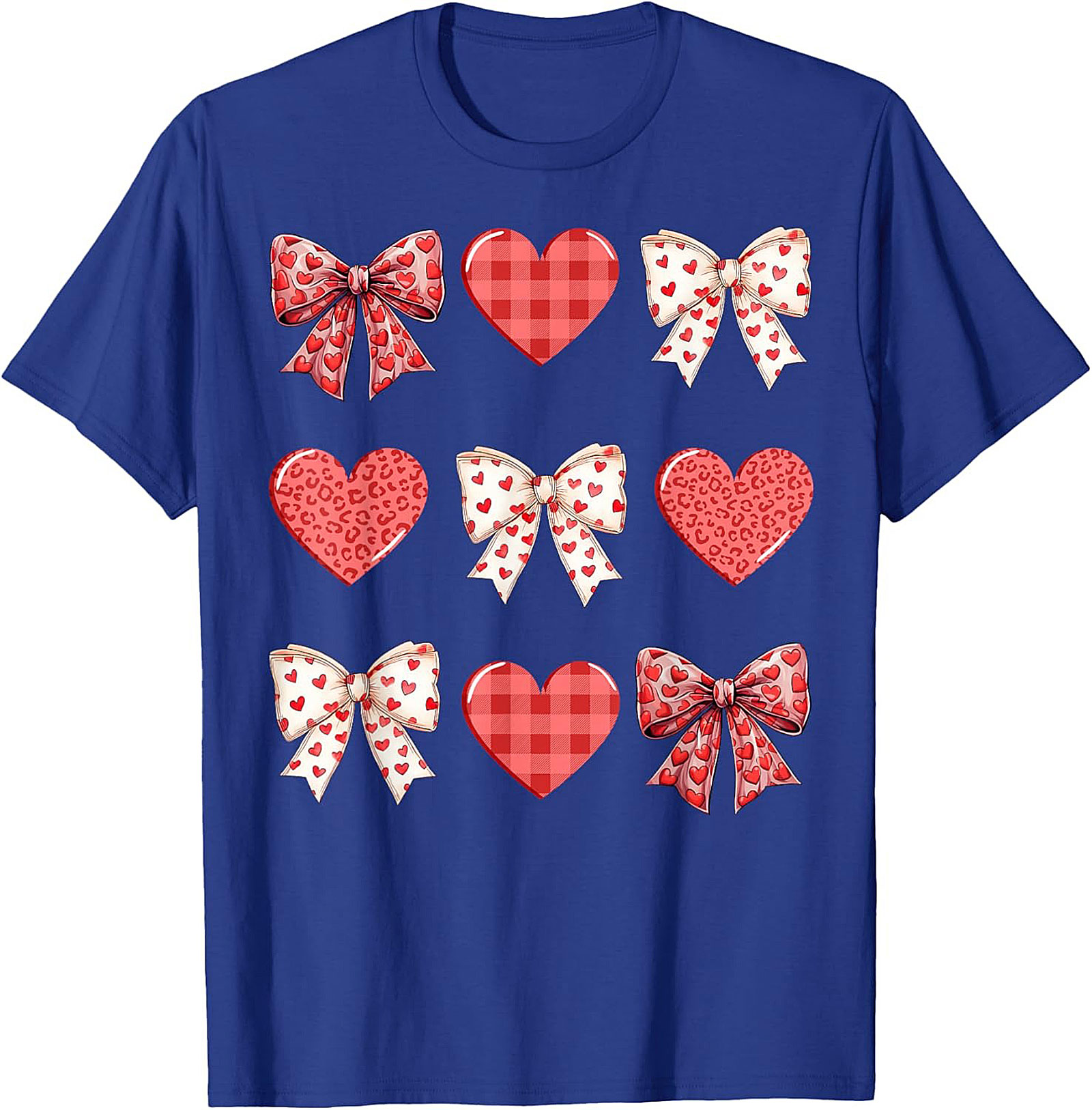 Cute Plaid Heart Bow Valentine's Day T-Shirt