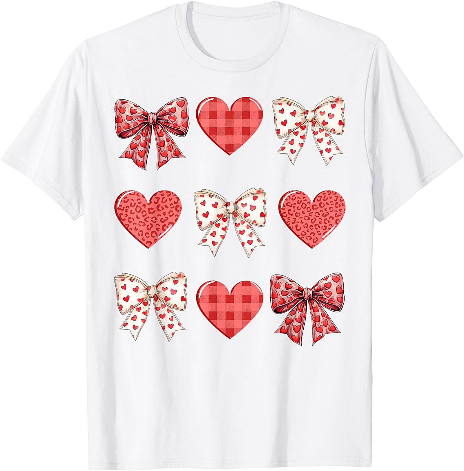 Cute Plaid Heart Bow Valentine's Day T-Shirt
