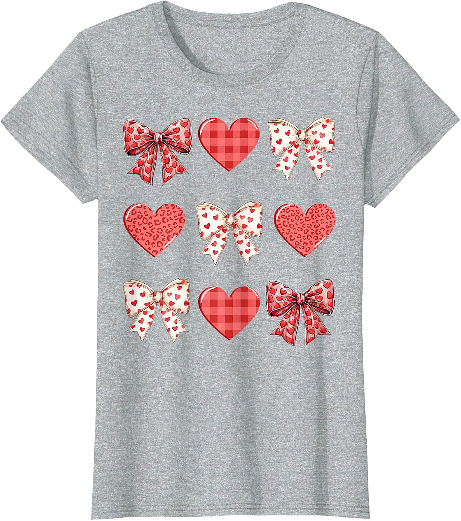 Cute Plaid Heart Bow Valentine's Day T-Shirt