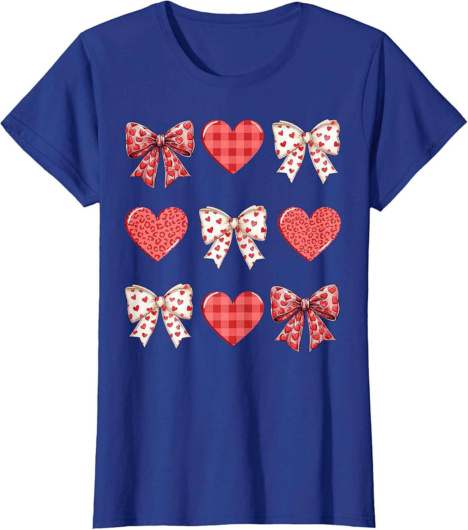 Cute Plaid Heart Bow Valentine's Day T-Shirt