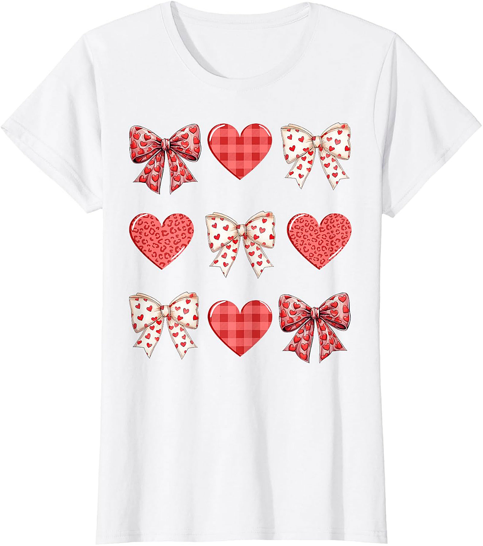 Cute Plaid Heart Bow Valentine's Day T-Shirt