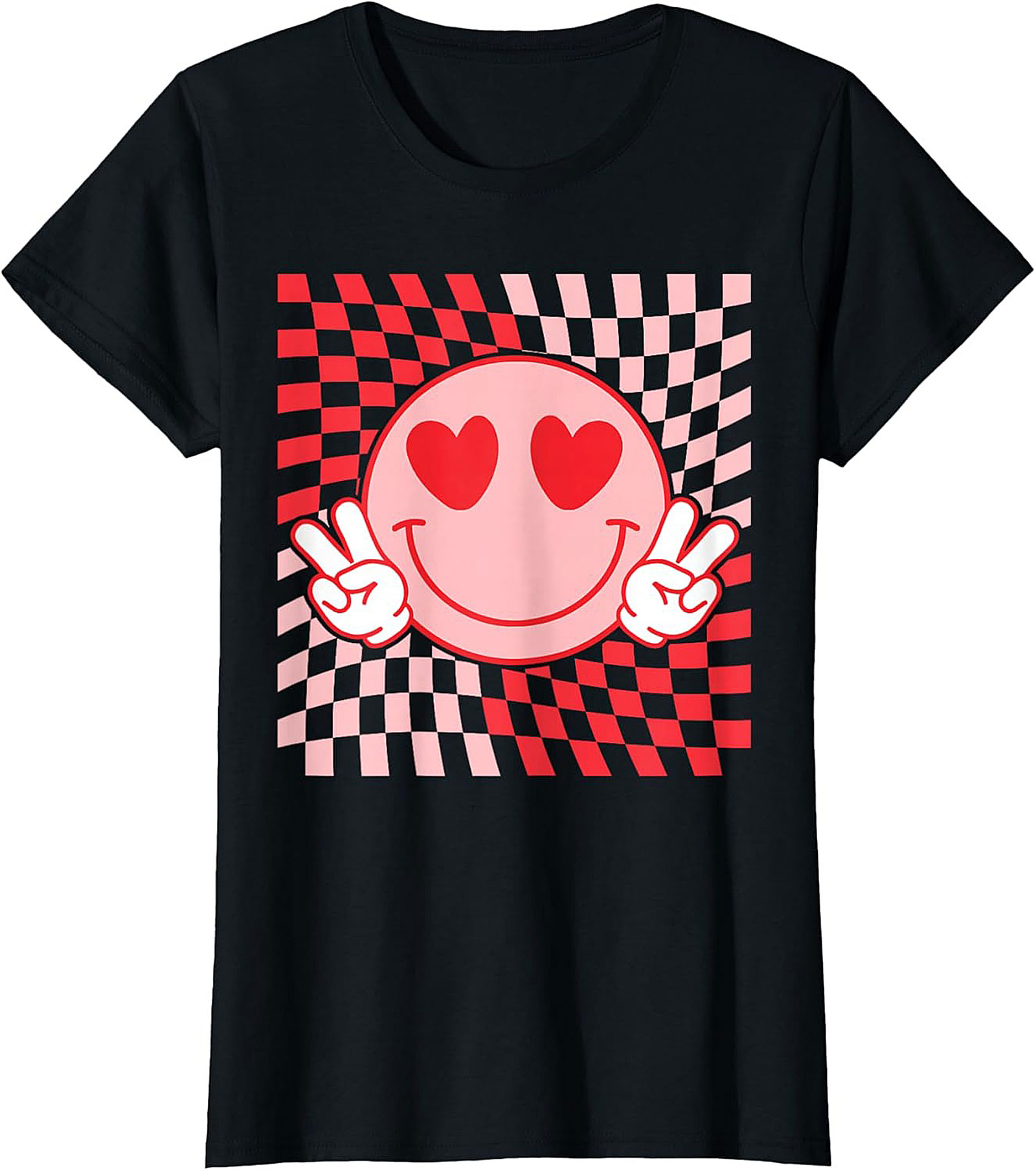 Aesthetic Smiley Face Heart Eyes Retro Graphic Tee